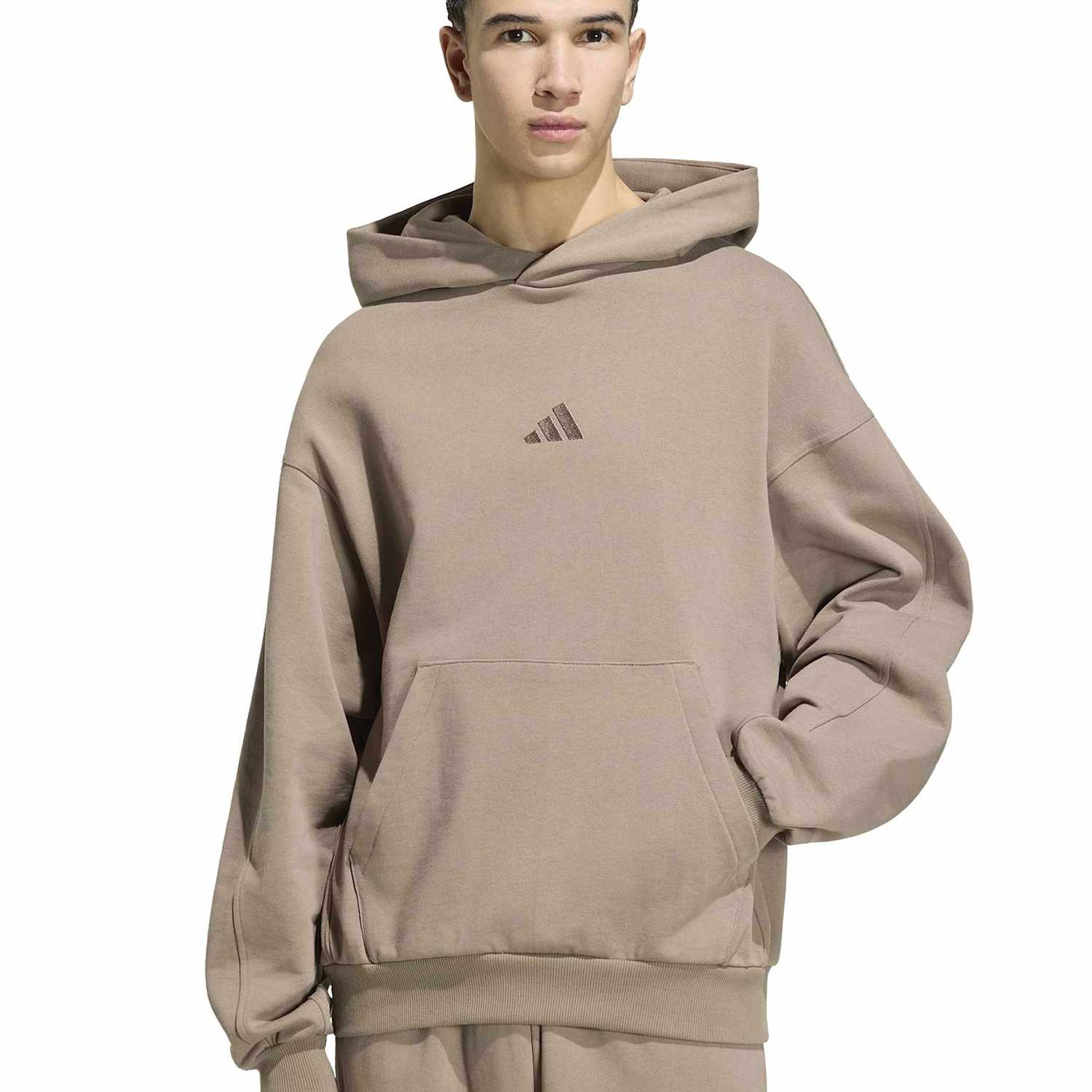 Adidas Men's Kit Small Logo Pure Cotton Hoodie - XL - Khaki