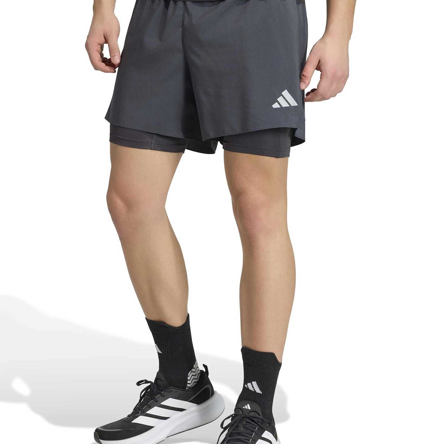Adidas Men's Adi365 Running Essentials 2 in 1 Shorts - L - Black