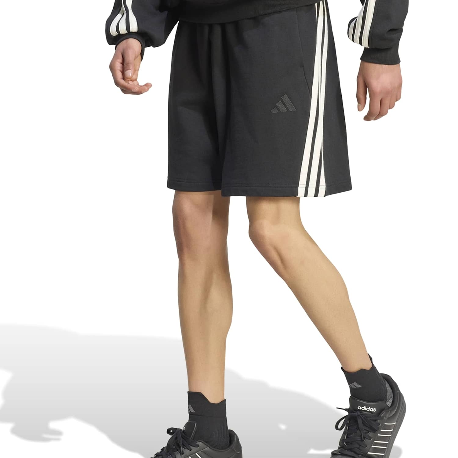Adidas Men's 3 Stripes Pure Cotton Shorts - XL - Black