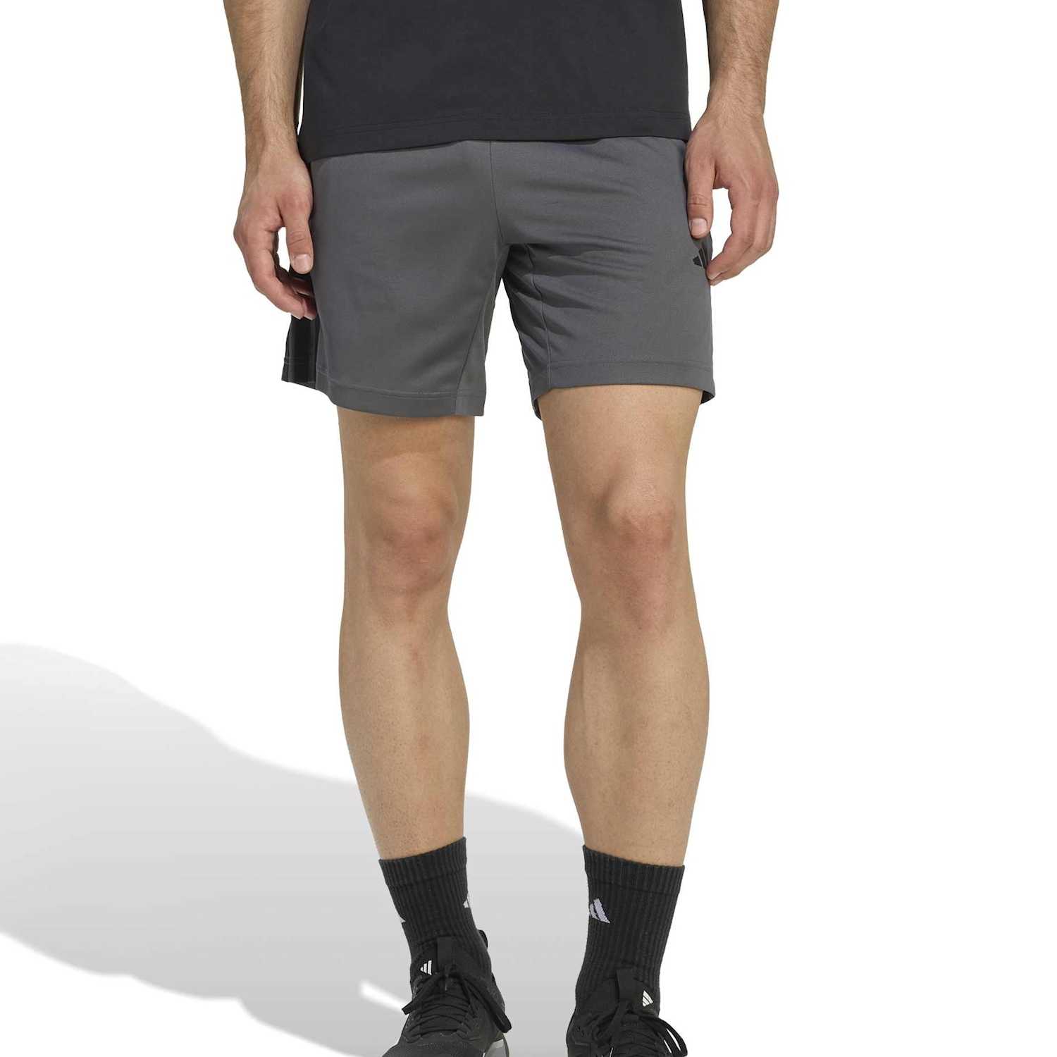 Adidas Men's Workout Essentials 3 Stripes Shorts - L - Grey