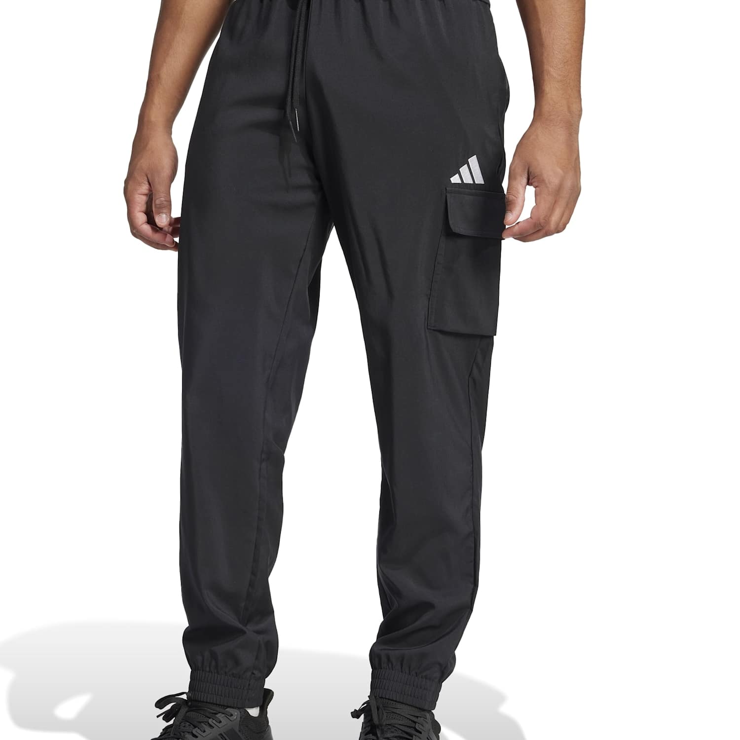 Adidas Men's Essentials Regular Fit Cuffed Cargo Joggers - XL - Black