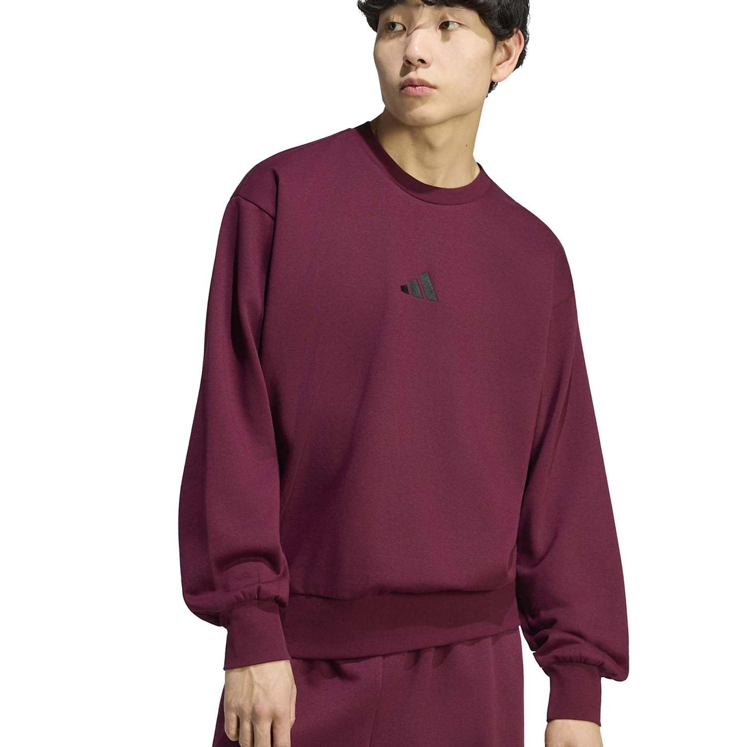 Adidas Men's Essentials Feelcozy Fleece Sweatshirt - L - Burgundy