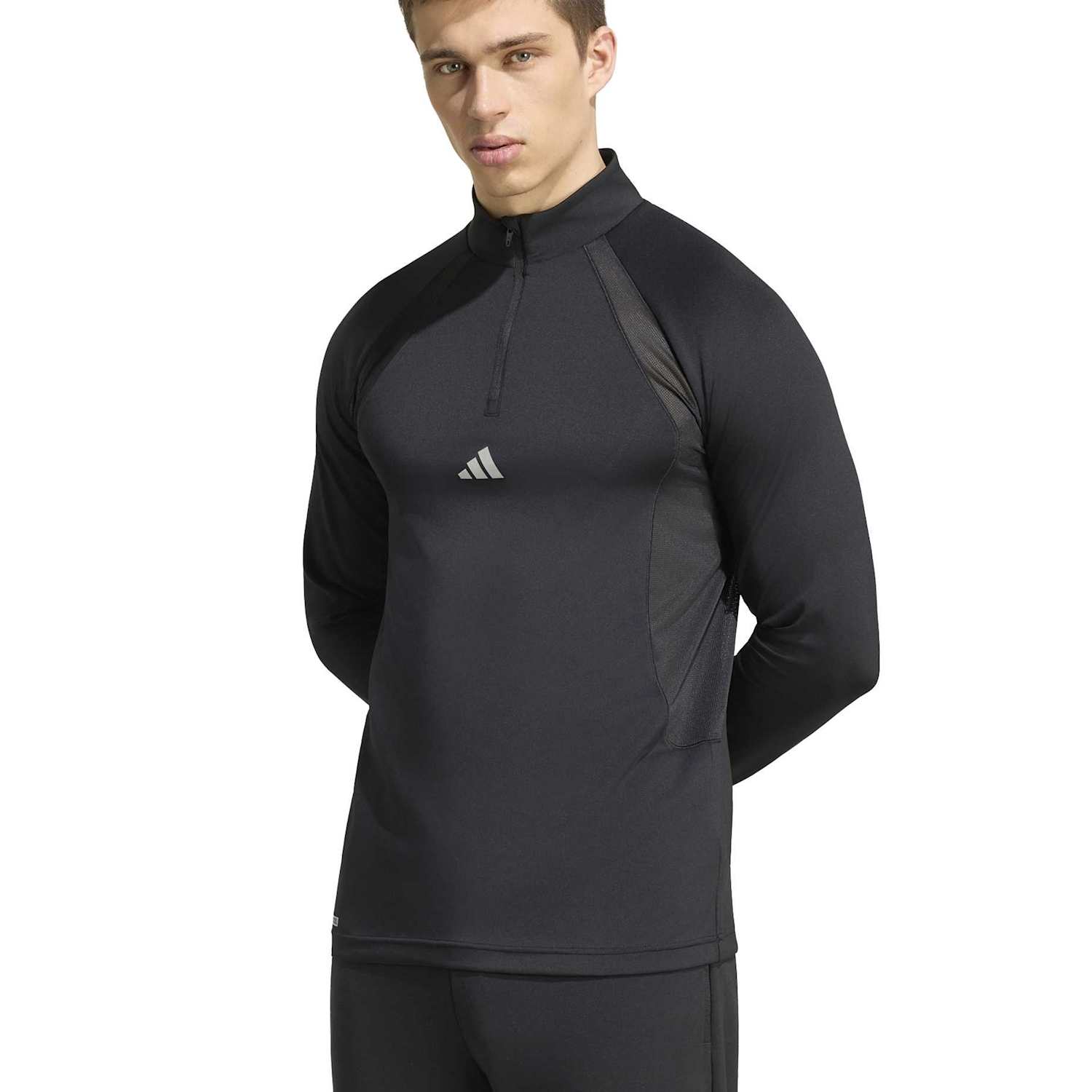 Adidas Men's Tech Apparel 1/4 Zip Sweatshirt - S - Black/Black