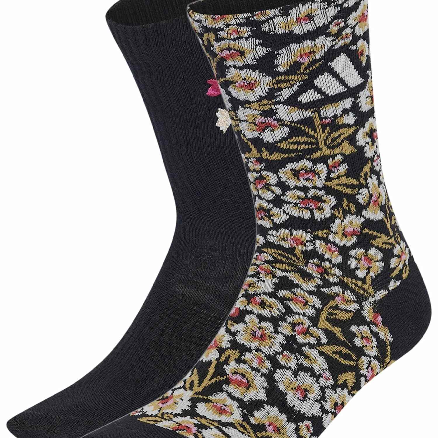 Adidas Women's 2 Pack Farm Floral Cotton Blend Crew Socks - Small - Multi