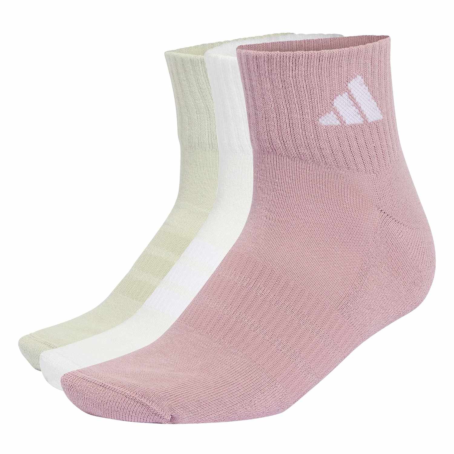 Adidas Women's 3 Pack Cushioned Cotton Rich Ankle High Socks - Small - White
