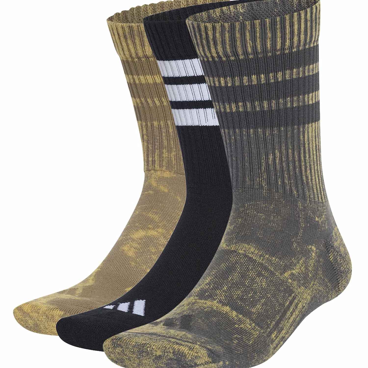 Adidas Men's 3 Pack Stonewash Cotton Blend Trainer Socks - L - Grey Mix