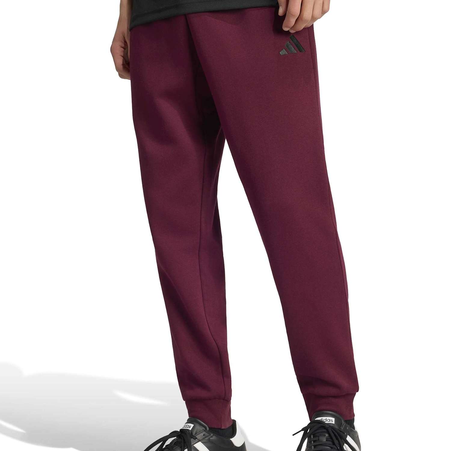 Adidas Men's Essentials Feelcozy Fleece Cuffed Joggers - L - Dark Burgundy