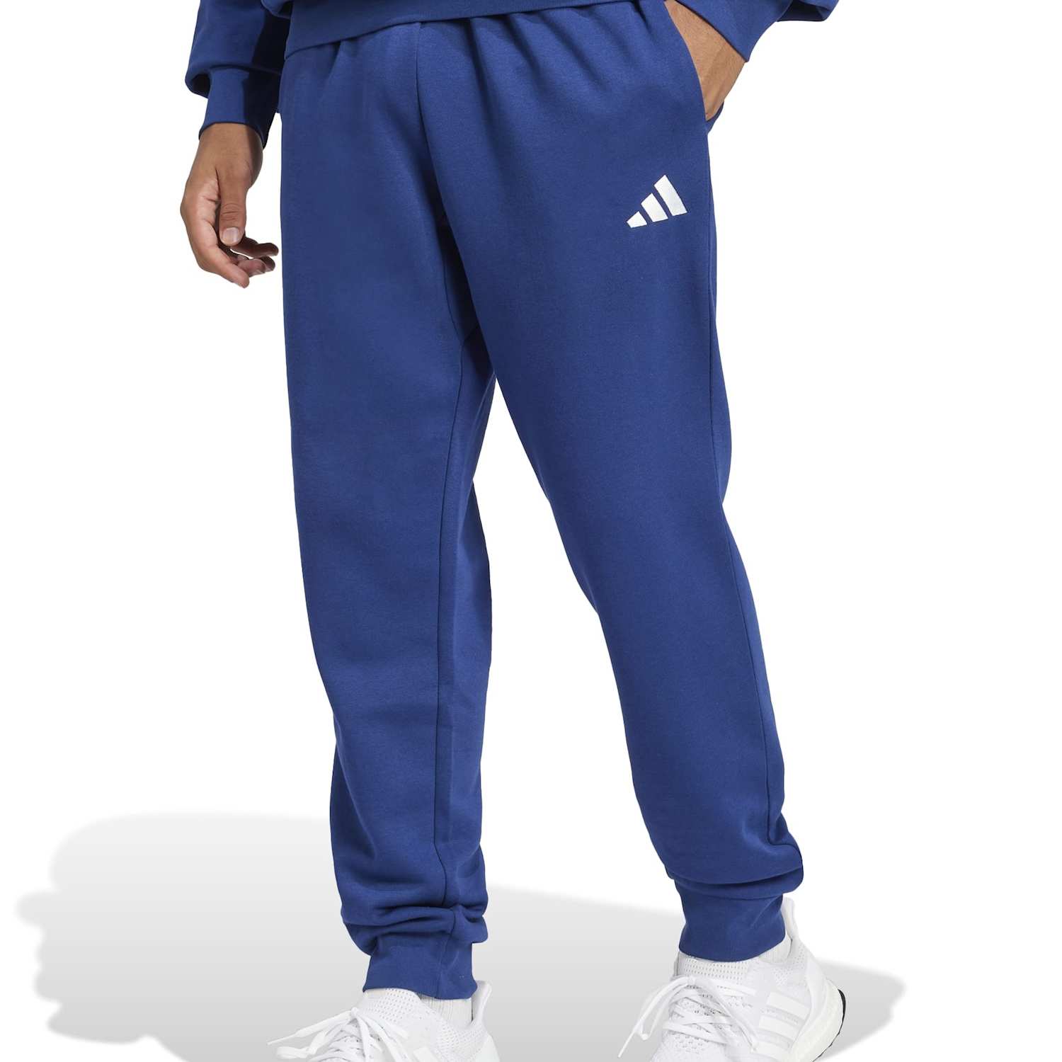 Adidas Men's Essentials Feelcozy Fleece Cuffed Joggers - L - Dark Blue