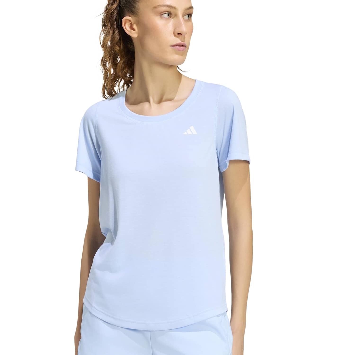 Adidas Women's Workout Essentials Round Neck T-Shirt - Small - Light Blue
