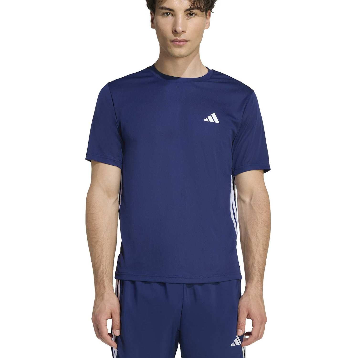 Adidas Men's Essentials Base 3-Stripes Crew Neck T-Shirt - XL - Navy