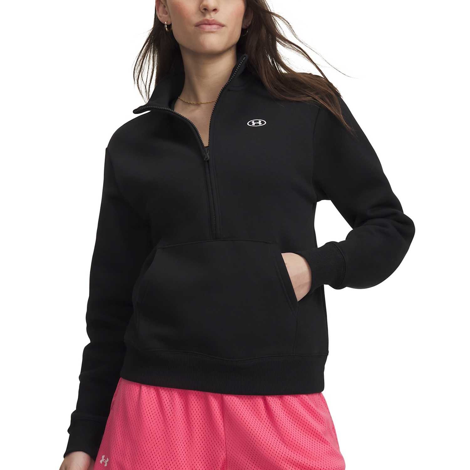 Under Armour Women's Rival Cotton Rich Fleece Half Zip Sweatshirt - Medium - Black