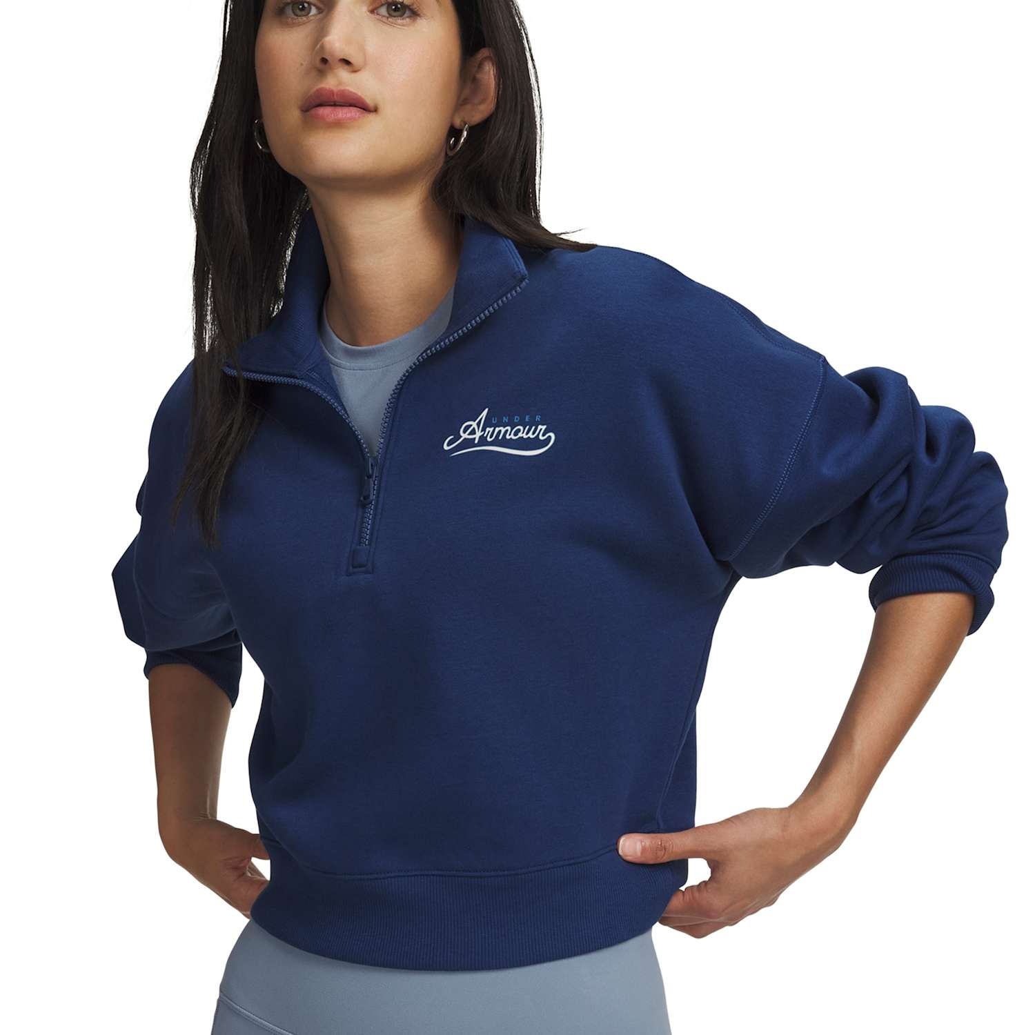Under Armour Women's Rival Fleece Varsity Half Zip - Small - Dark Navy