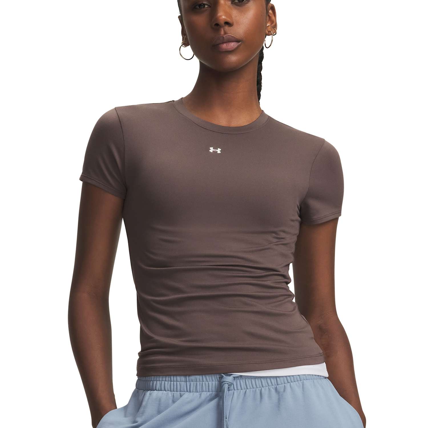 Under Armour Women's Motion Fitted Short Sleeve T-Shirt - Large - Taupe