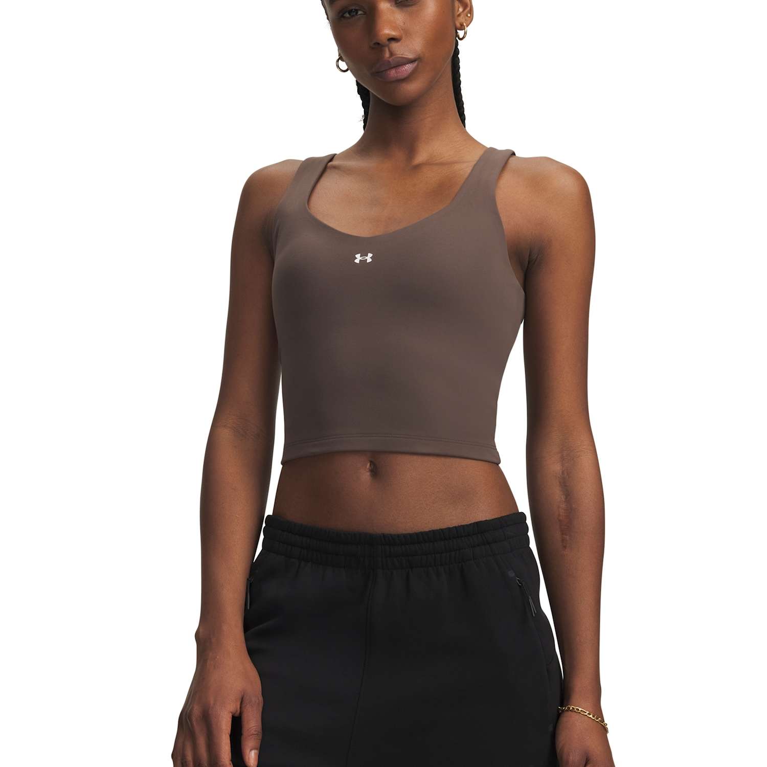 Under Armour Women's Motion Fitted Crop Vest Tank Top - Small - Taupe