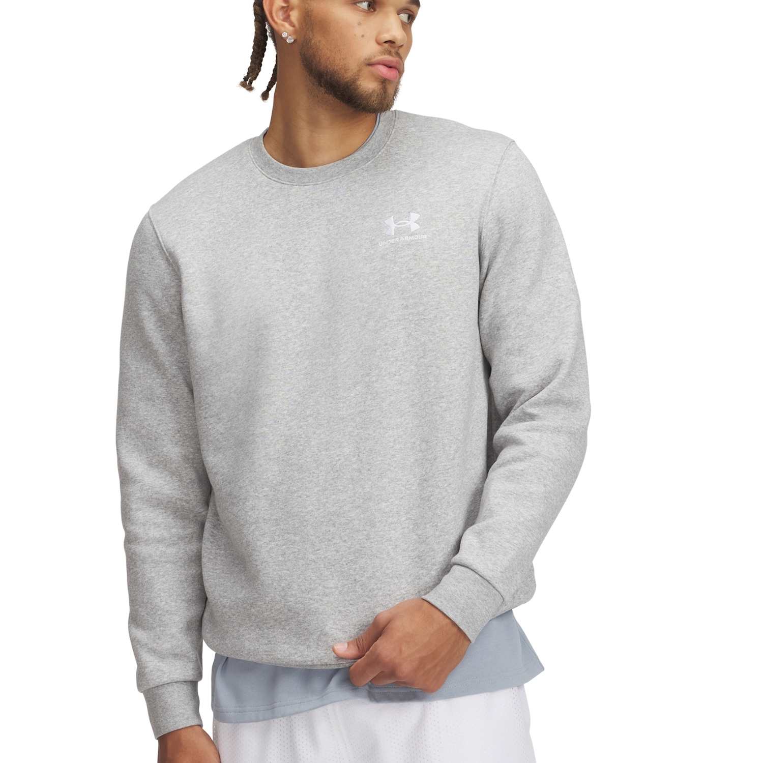 Under Armour Men's Cotton Rich Icon Fleece Sweatshirt - XL - Light Grey