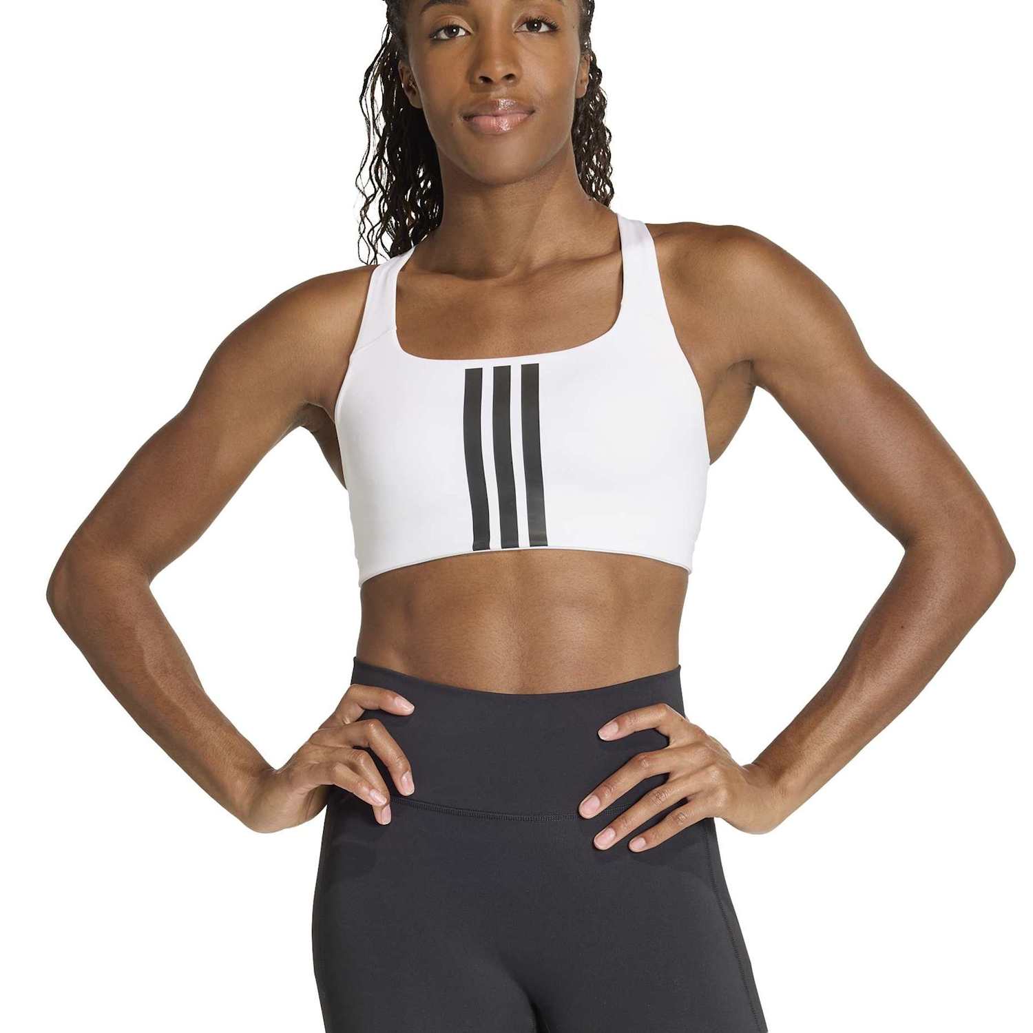 Adidas Women's 3-Stripes Medium Support Non Wired Sports Bra - White