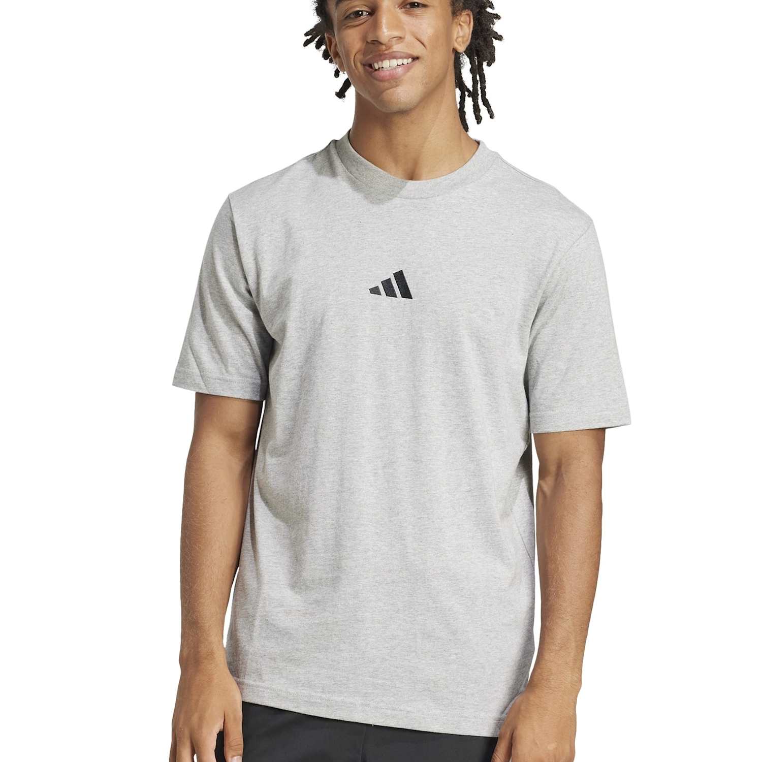 Adidas Men's Essentials Small Logo Crew Neck T-Shirt - 2XL - Light Grey