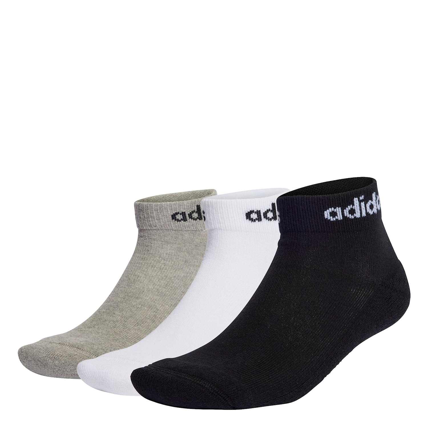 Adidas Women's 3 Pack Linear Cotton Rich Logo Ankle Socks - Medium - Multi
