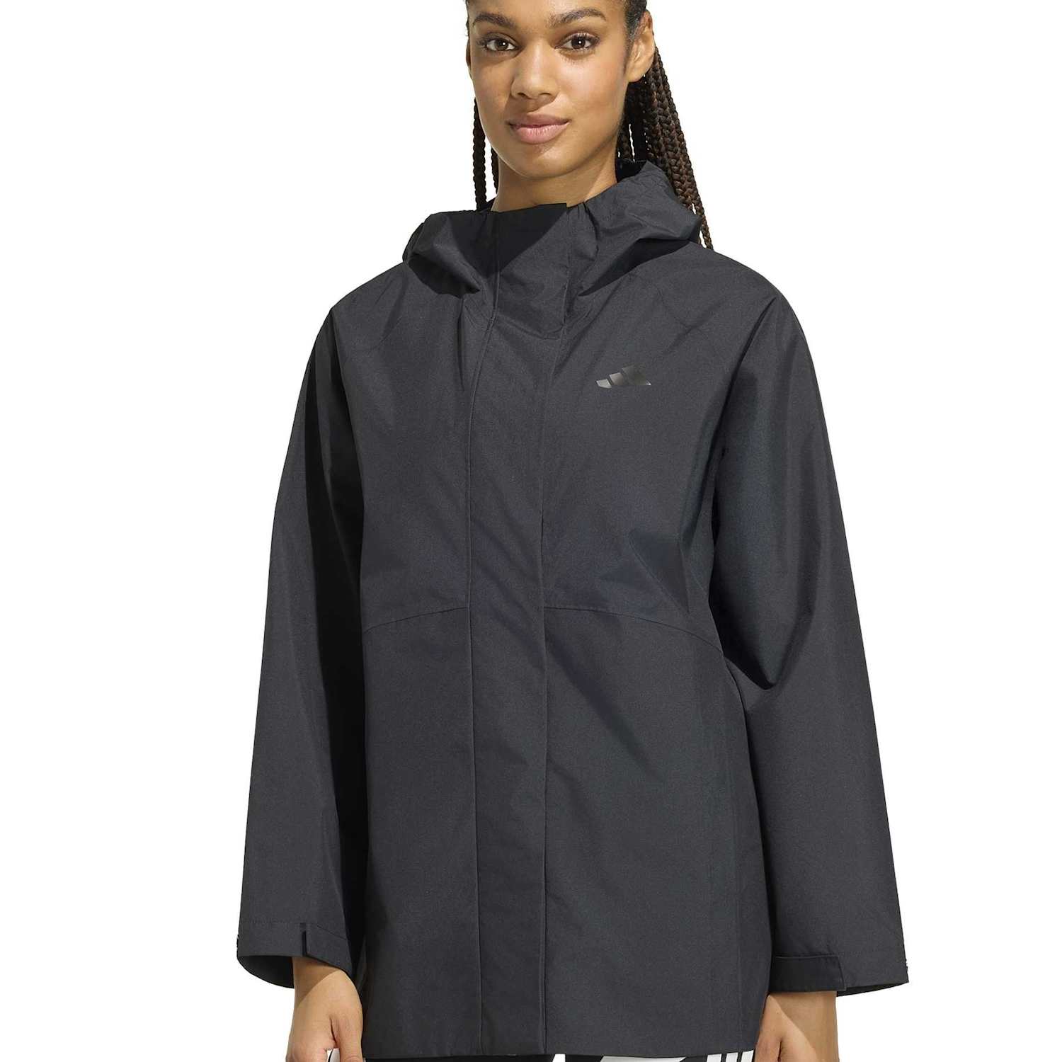Adidas Women's Essentials Hooded Parka Raincoat - Small - Black