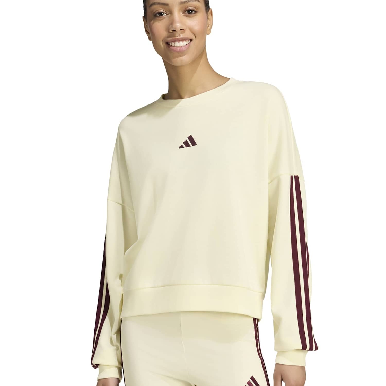 Adidas Women's Cotton Rich Terry Sweatshirt - Extra Small - Burgundy
