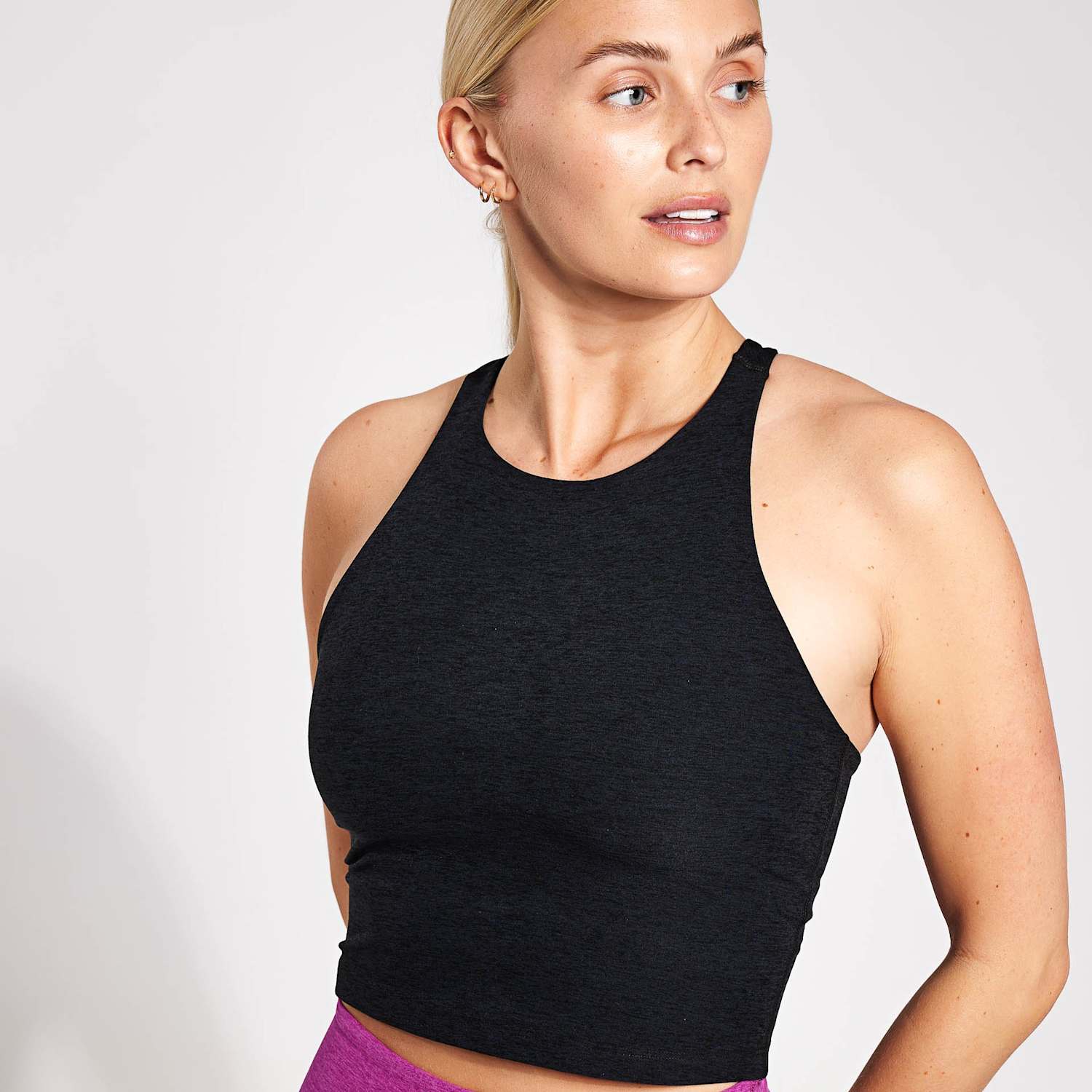 Beyond Yoga Women's Spacedye Refocus Racer Back Yoga Crop Top - Large - Black