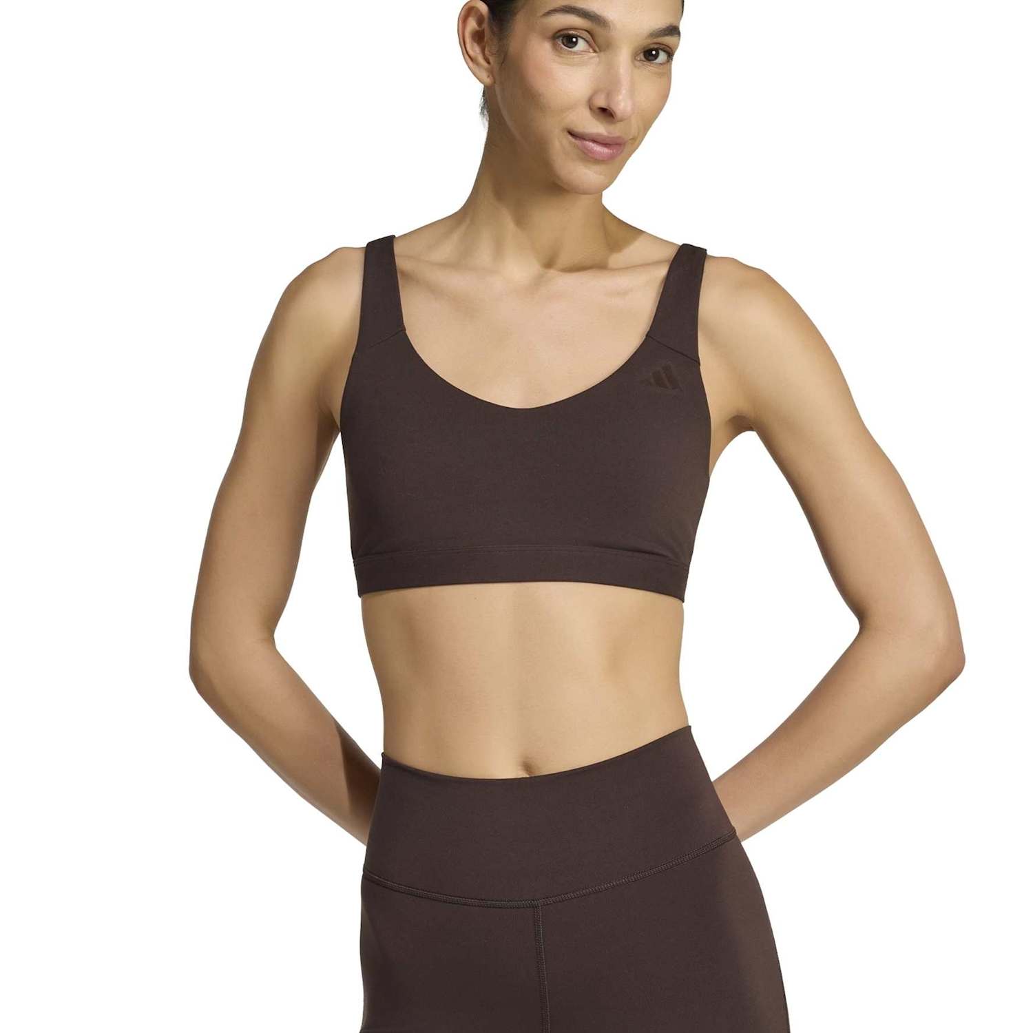 Adidas Women's All Me Essentials Medium Support Sports Bra - Dark Brown