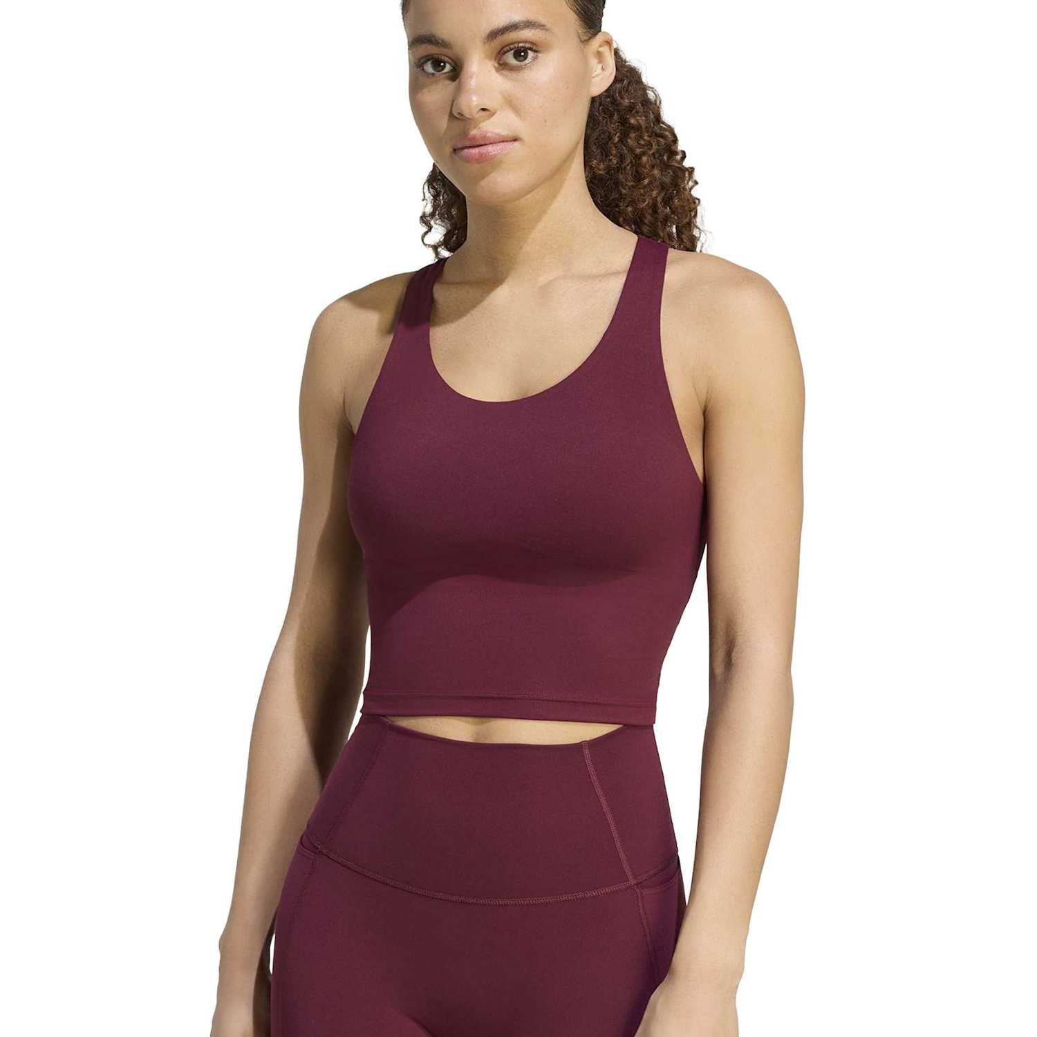 Adidas Women's All Me Medium Support Tank Sports Bra - Small - Burgundy