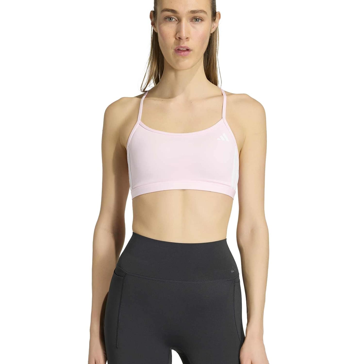 Adidas Women's Optime Essentials 3-Stripes Sports Bra - Medium - Light Pink