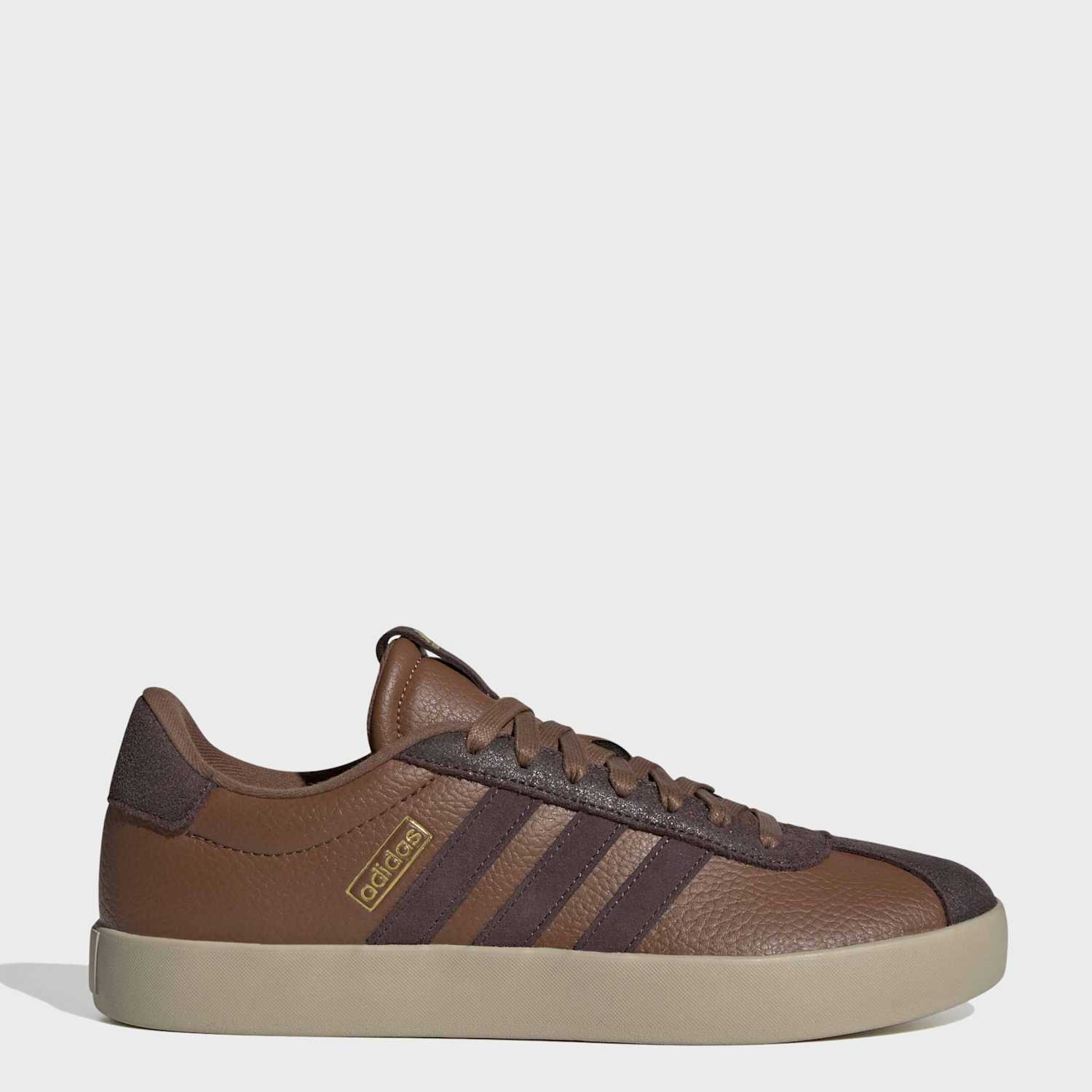 Adidas Men's VL Court 3.0 Leather Stripe Cupsole Trainers - 12 - Brown