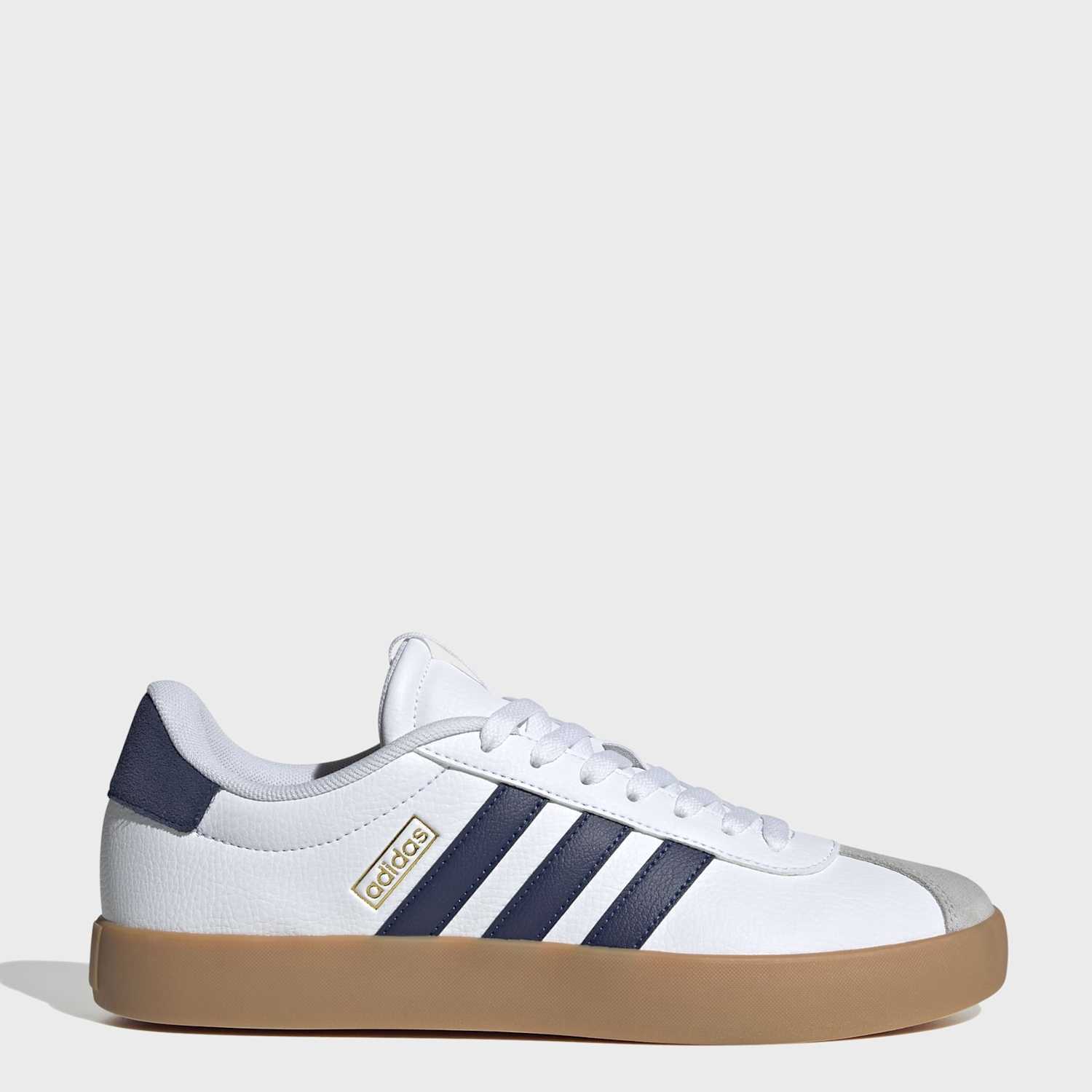 Adidas Men's VL Court 3.0 Leather Stripe Cupsole Trainers - 12 - White