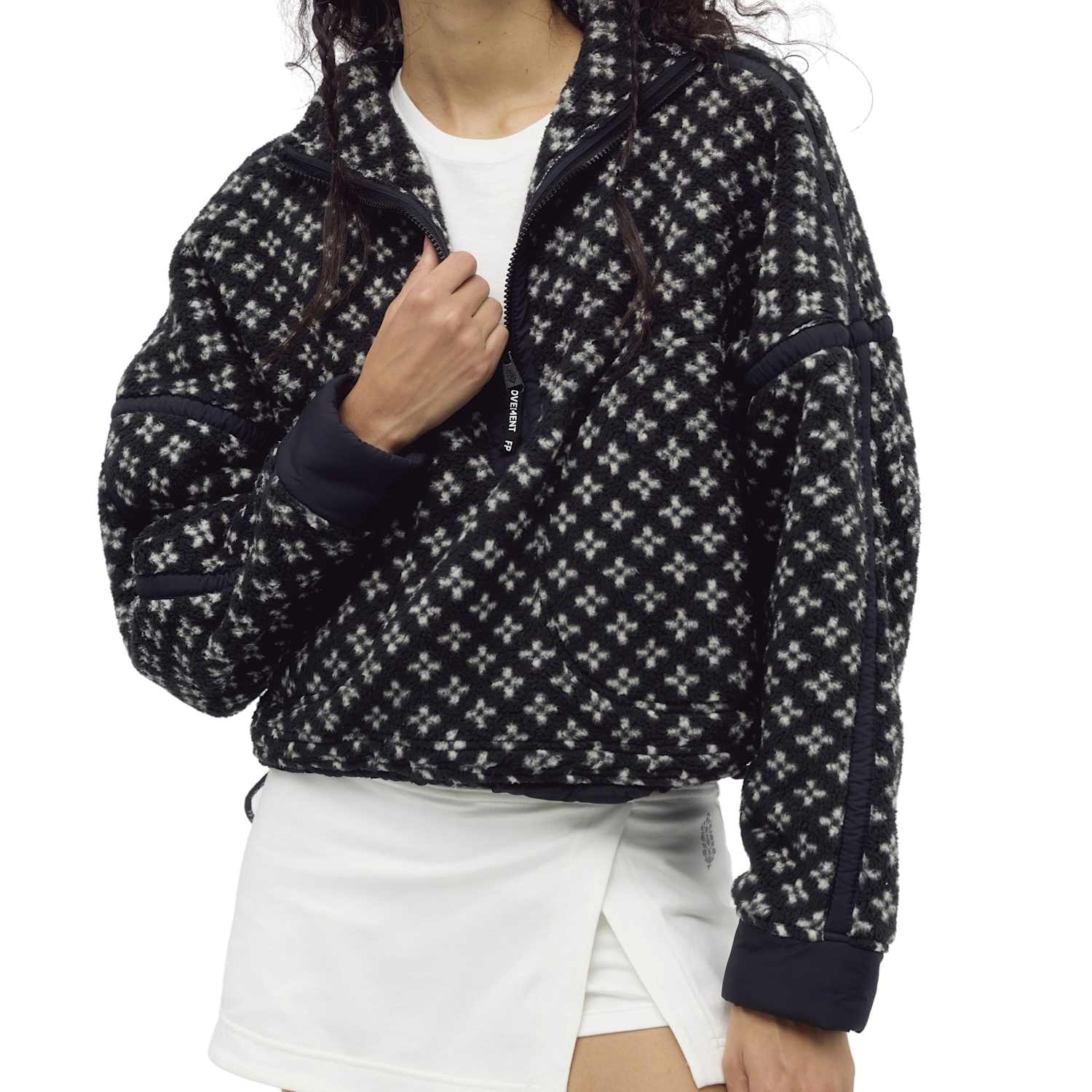 Fp Movement Women's Printed Fleece Half Zip Sweatshirt - Small - Black Mix