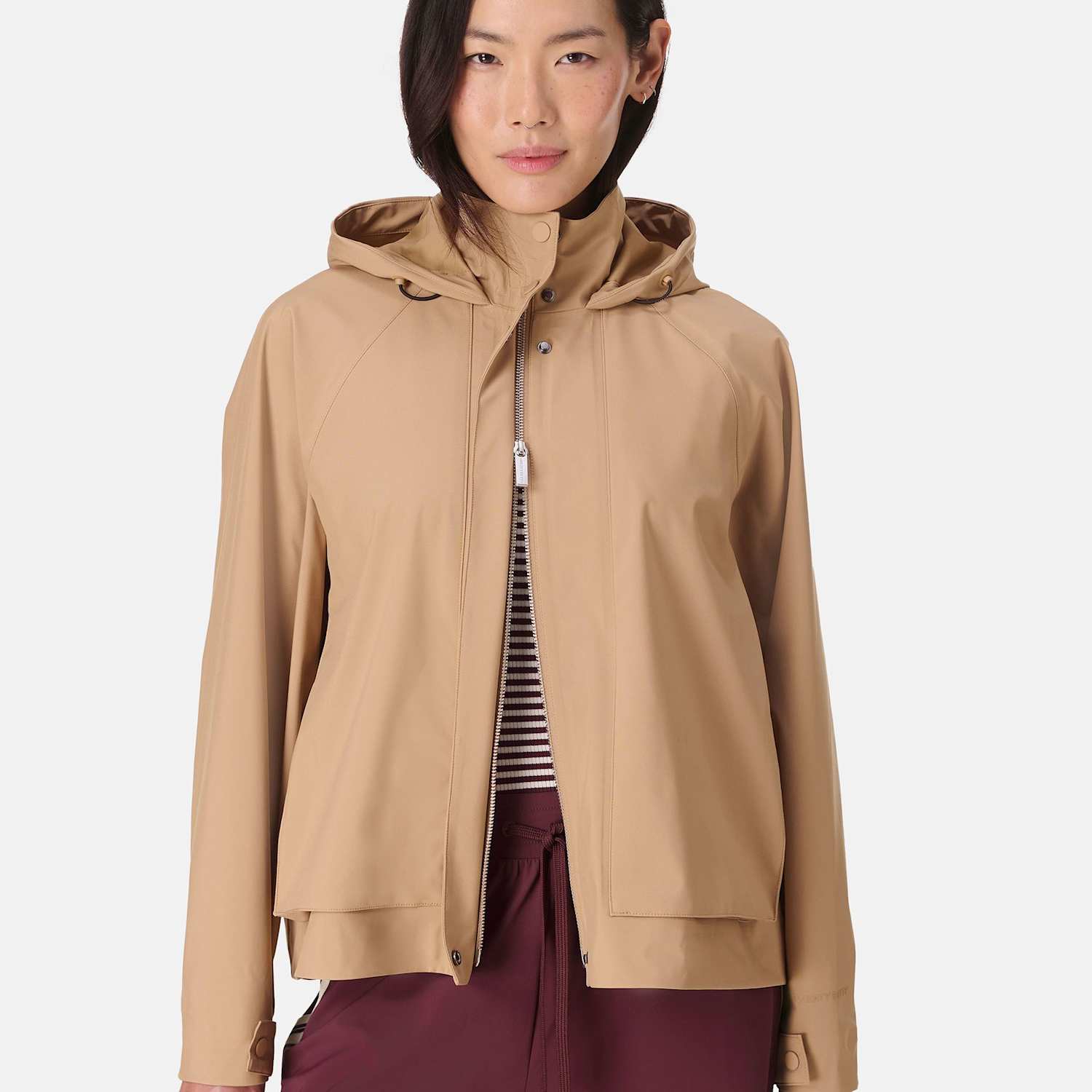 Sweaty Betty Women's Motion Waterproof Hooded Cropped Parka - Large - Light Brown