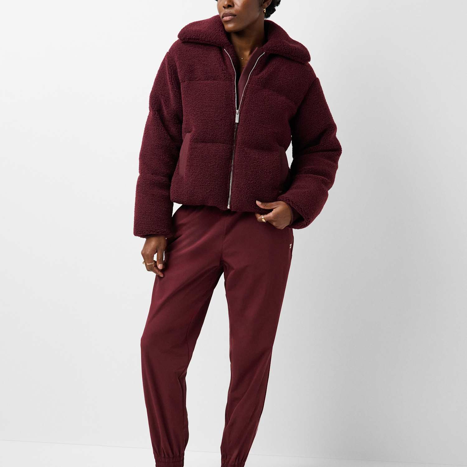 Sweaty Betty Women's Nimbus Short Sherpa Puffer Jacket - Large - Dark Red
