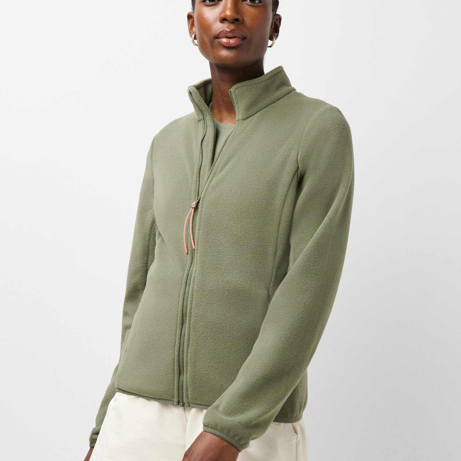 Sweaty Betty Women's Evergreen Zip Up Funnel Neck Sports Fleece - Large - Dark Khaki