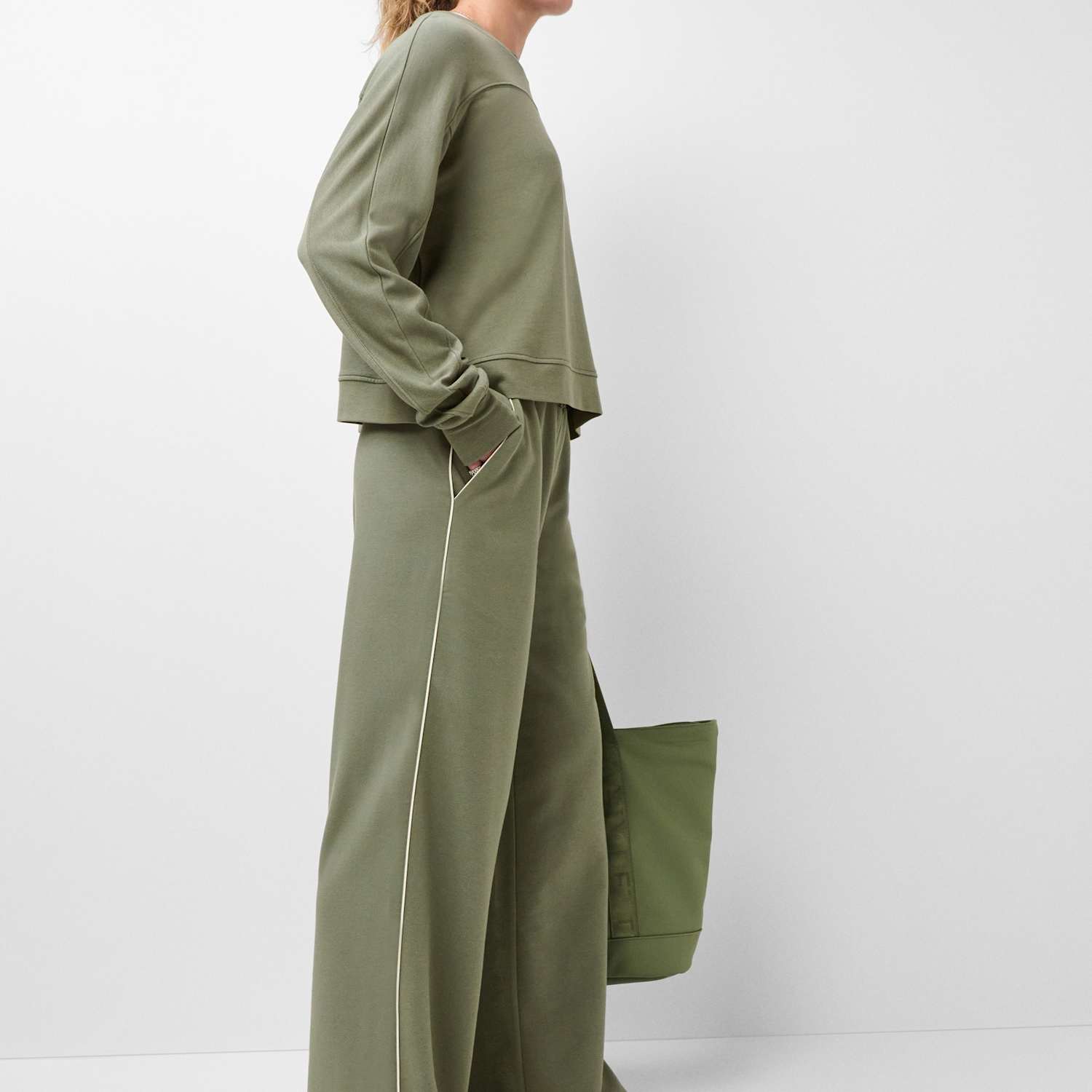 Sweaty Betty Women's After Class Piped Wide Leg Trousers - Medium - Dark Khaki