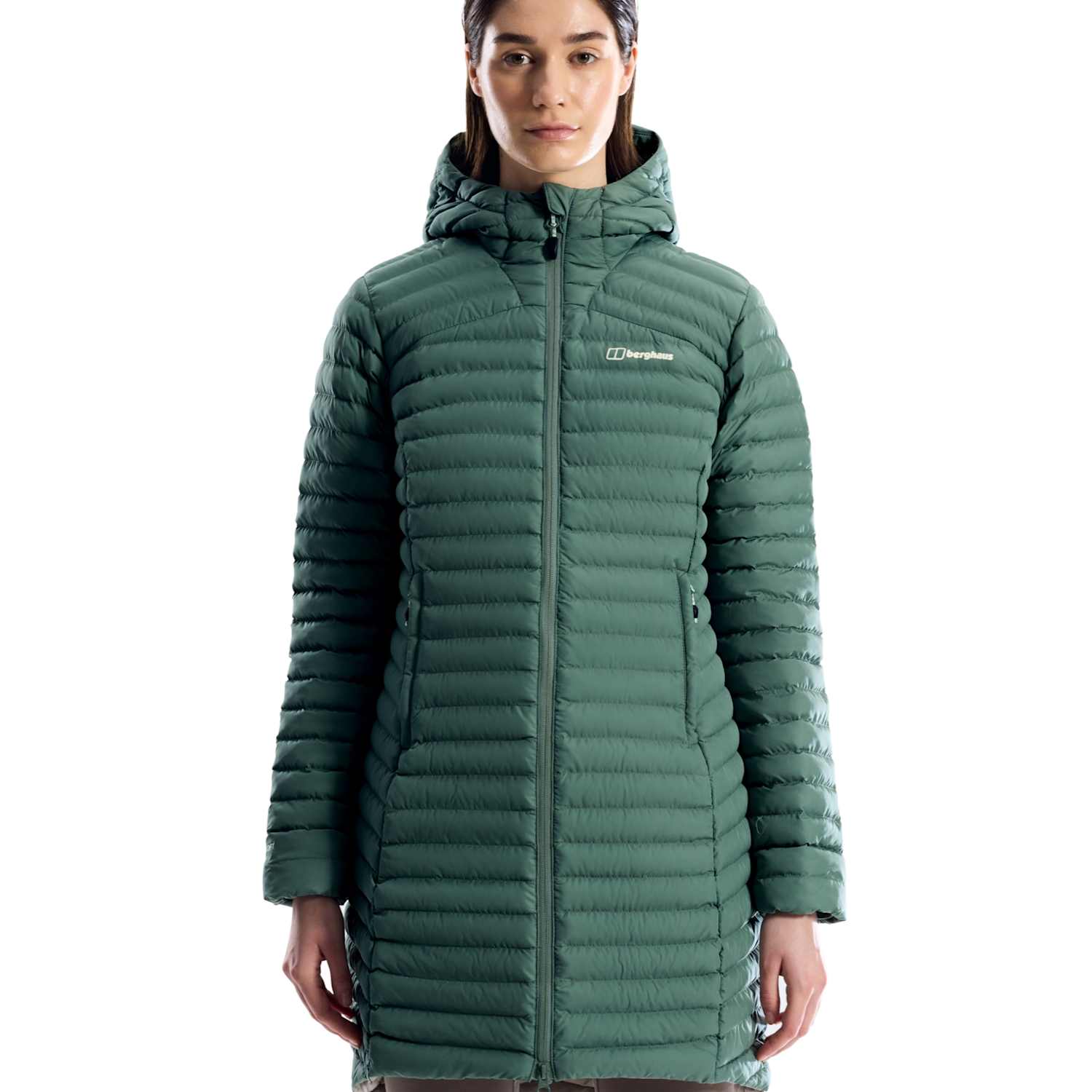 Berghaus Women's Nula High Neck Hooded Long Puffer Jacket - 8 - Light Green