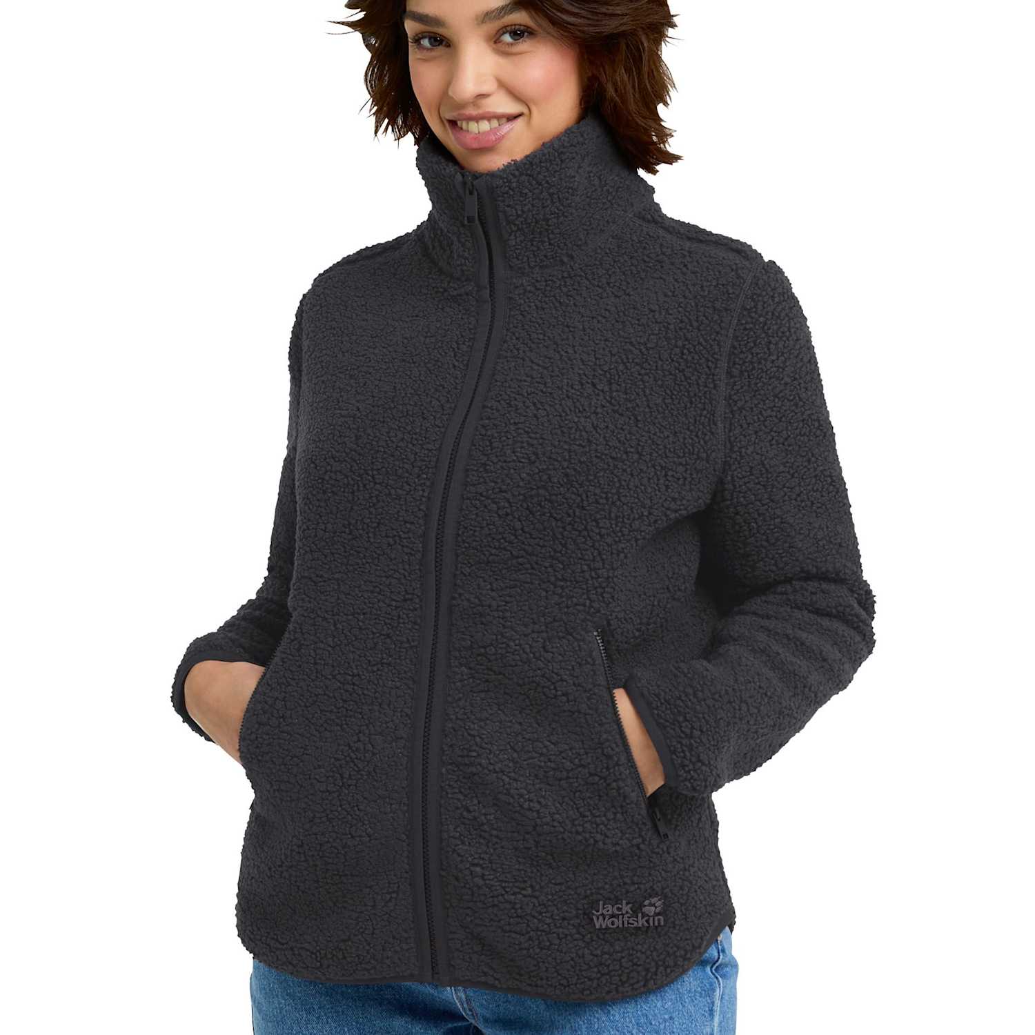 Jack Wolfskin Women's High Curl High Neck Fleece Jacket - Large - Black