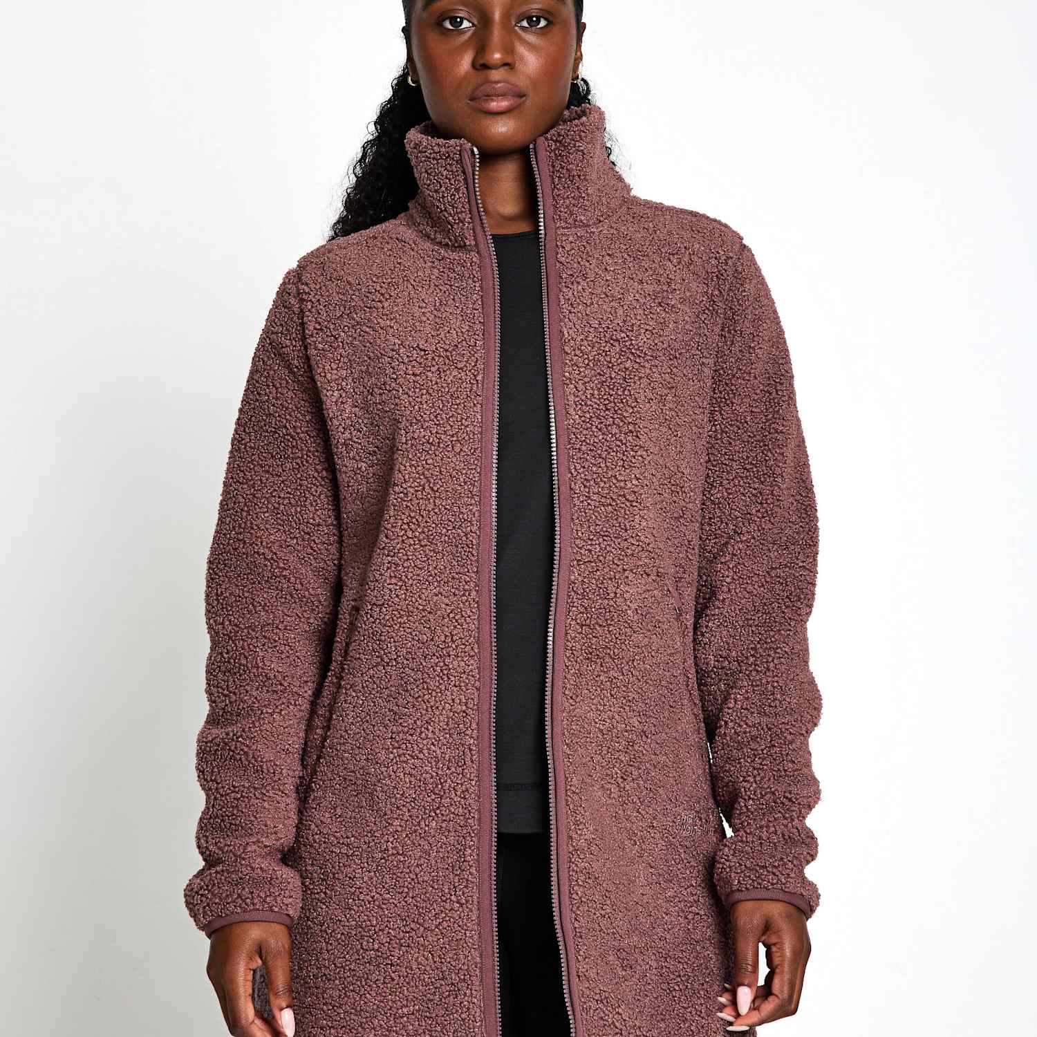 Jack Wolfskin Women's Stone Lite High Neck Relaxed Fleece Jacket - Small - Dark Berry