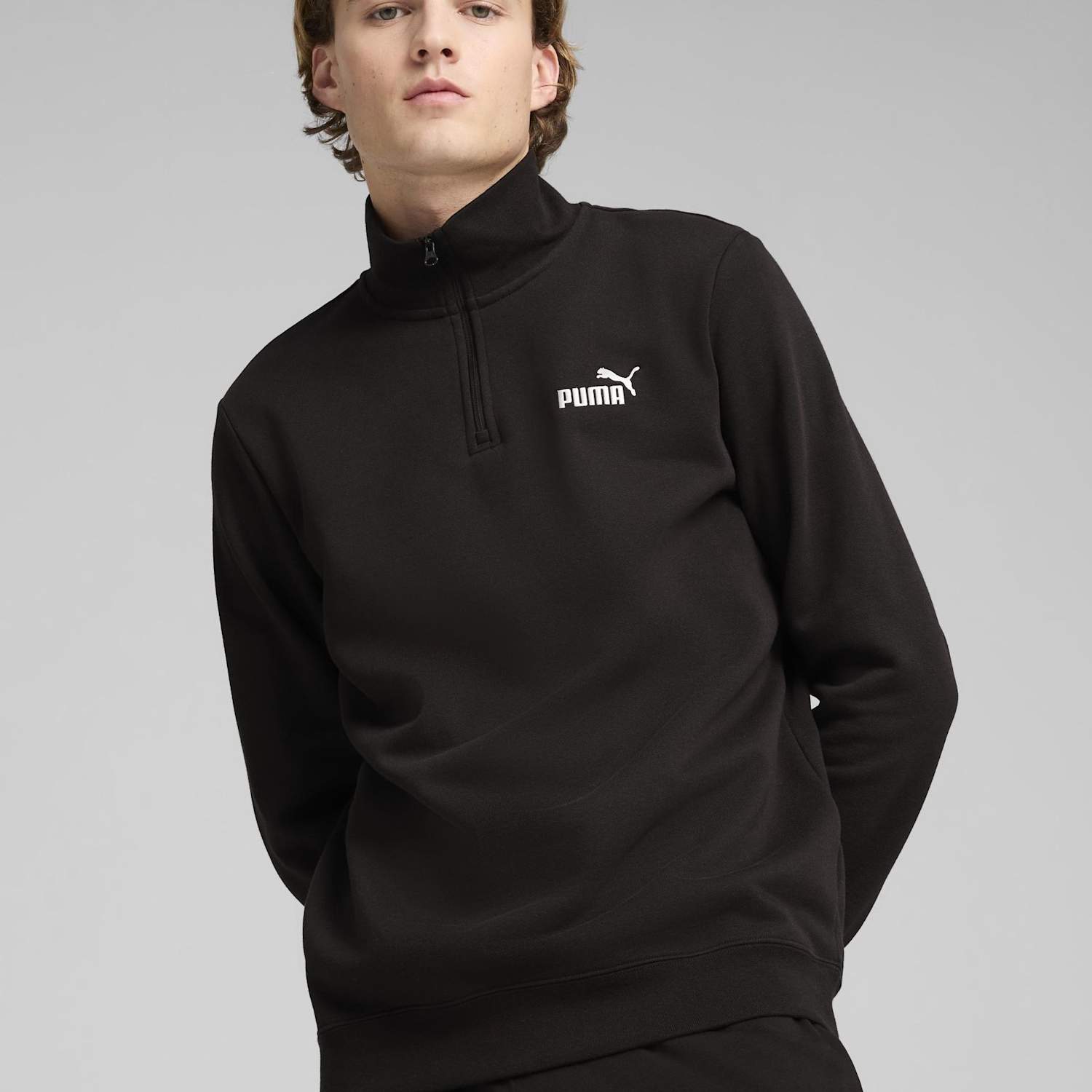 Puma Men's Long Sleeve Logo Half Zip Sweatshirt - 2XL - Black