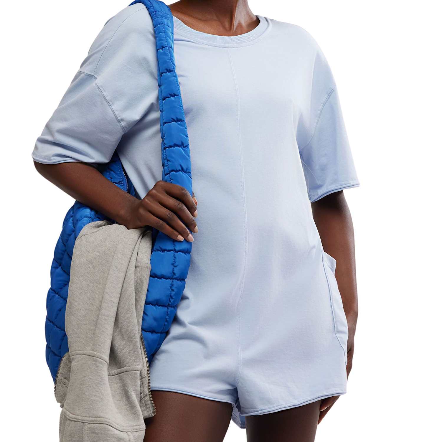 Fp Movement Women's Hot Shot Round Neck Short Sleeve Romper - Small - Grey