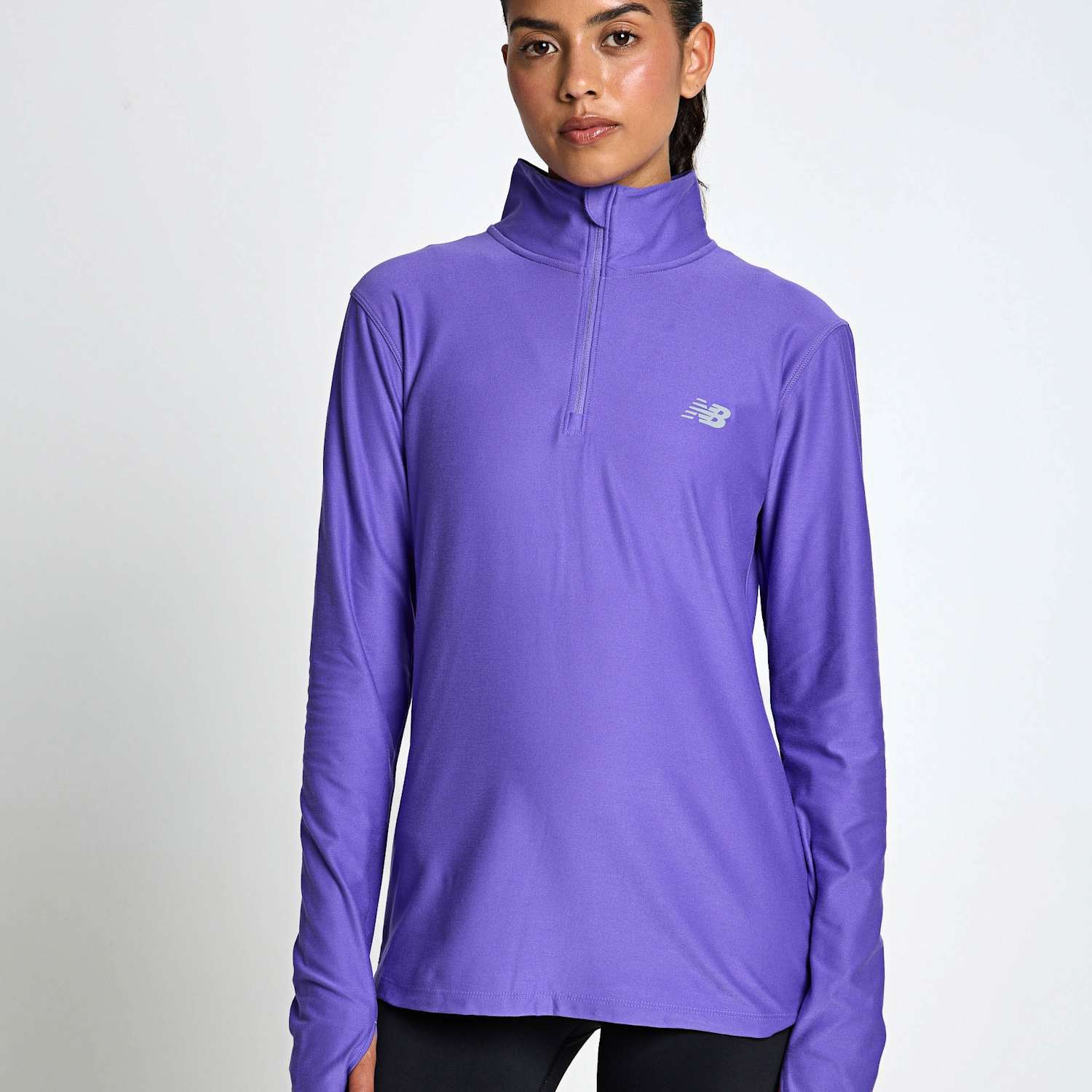 New Balance Women's Sport Essentials Space Dye Quarter Zip Top - Small - Purple
