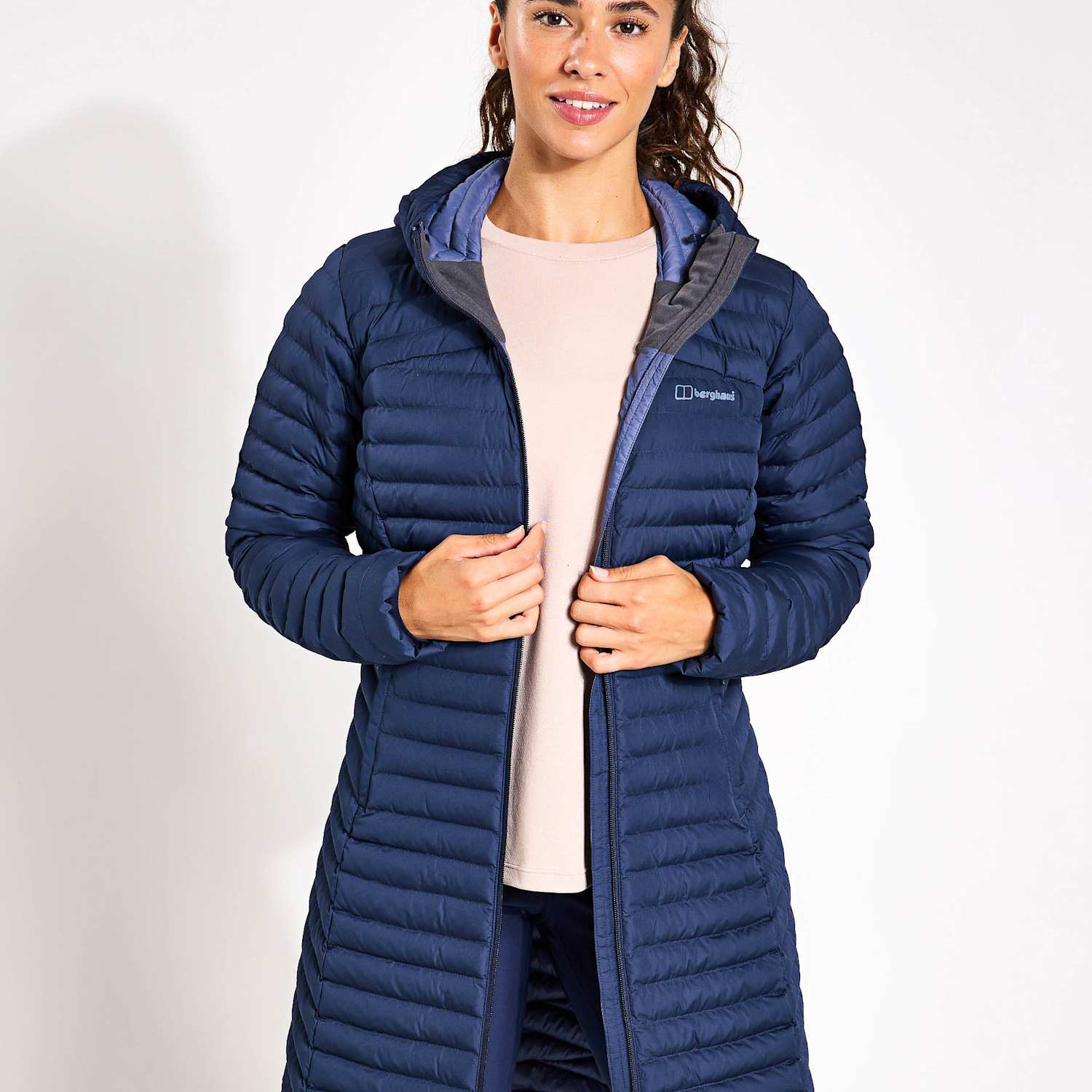 Berghaus Women's Nula Micro Hooded Longline Puffer Jacket - 14 - Dark Blue