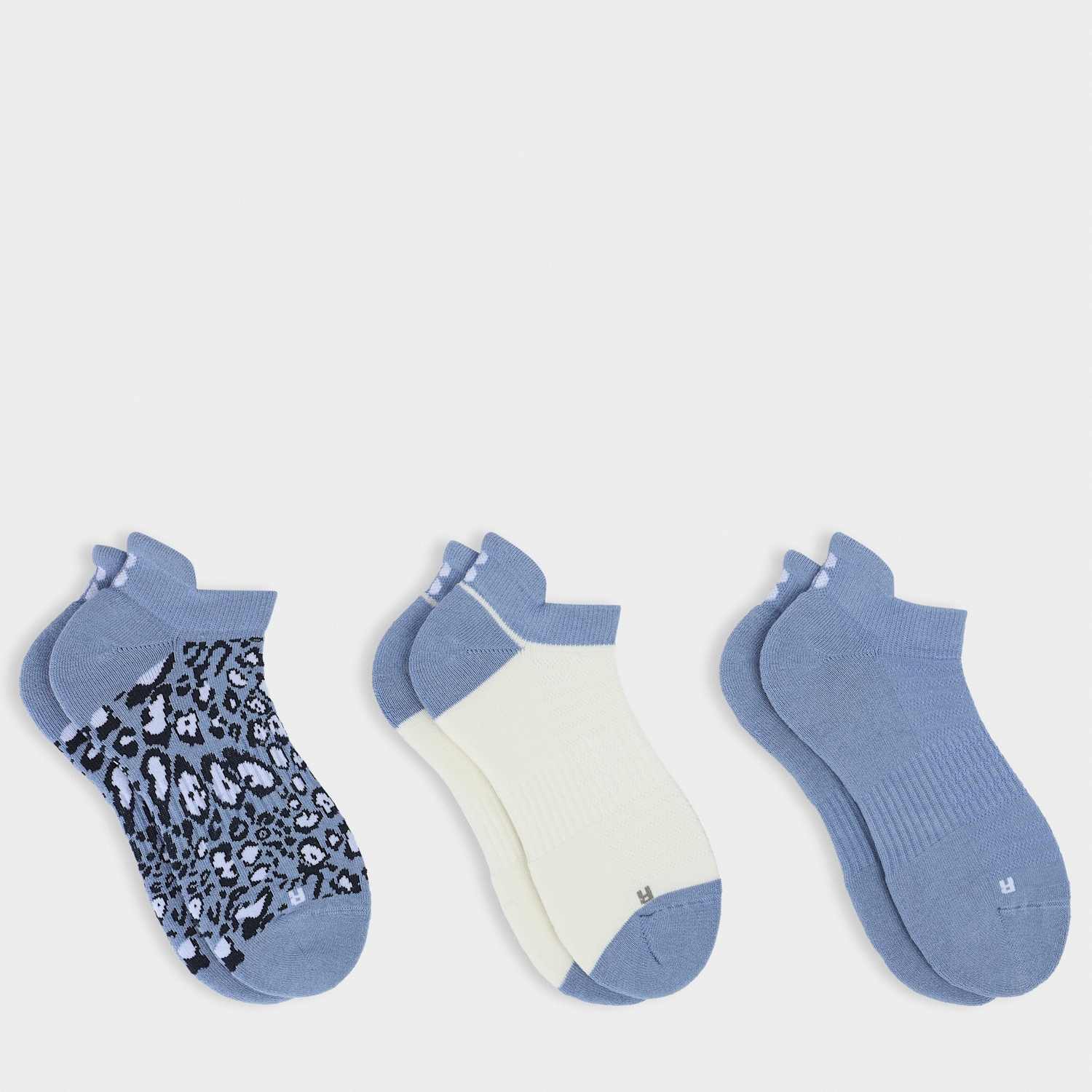 Sweaty Betty Women's 3 Pack Workout Cotton Rich Trainer Socks - Medium-Large - Grey Mix