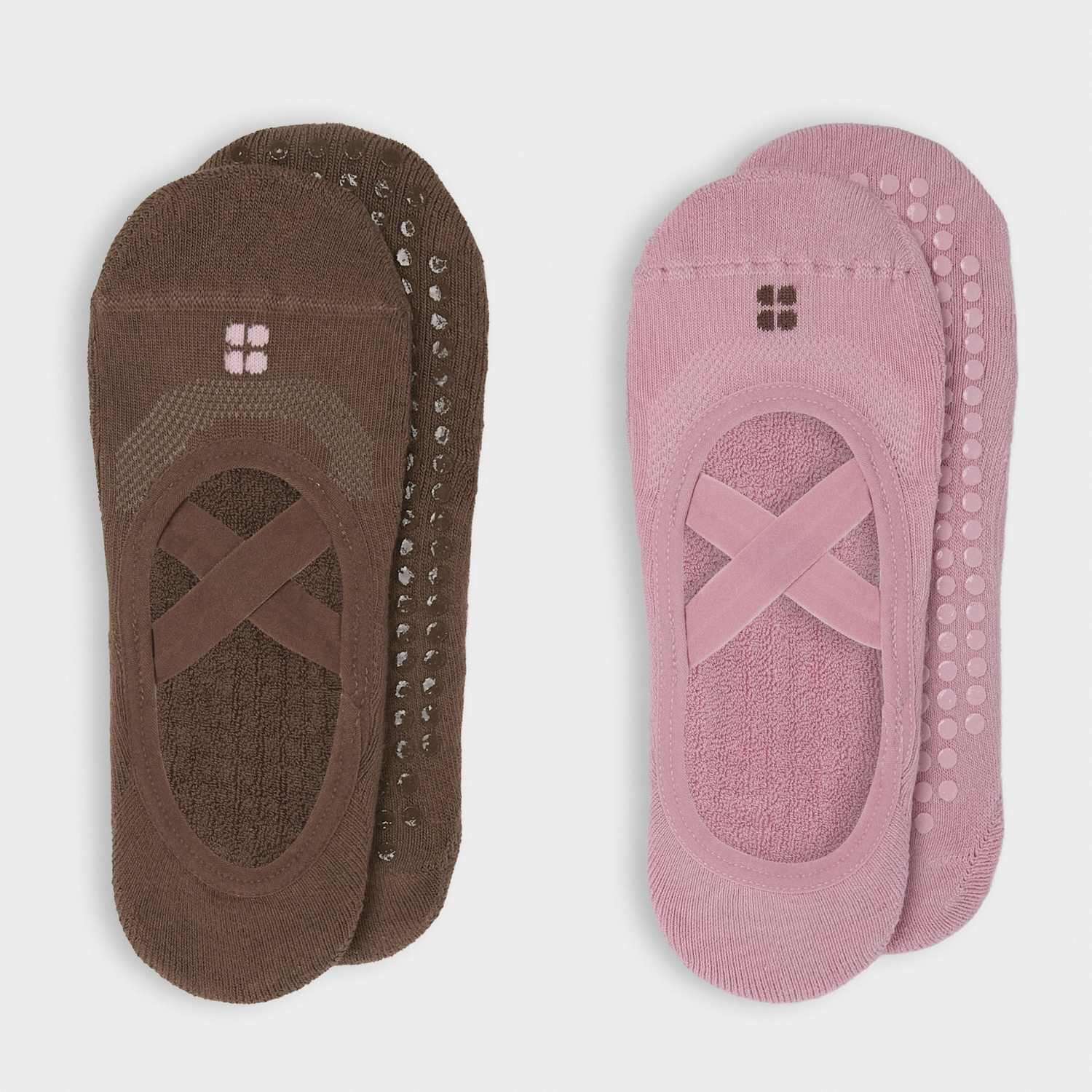 Sweaty Betty Women's 2 Pack Cotton Rich Yoga Socks - Small-Medium - Pink Mix
