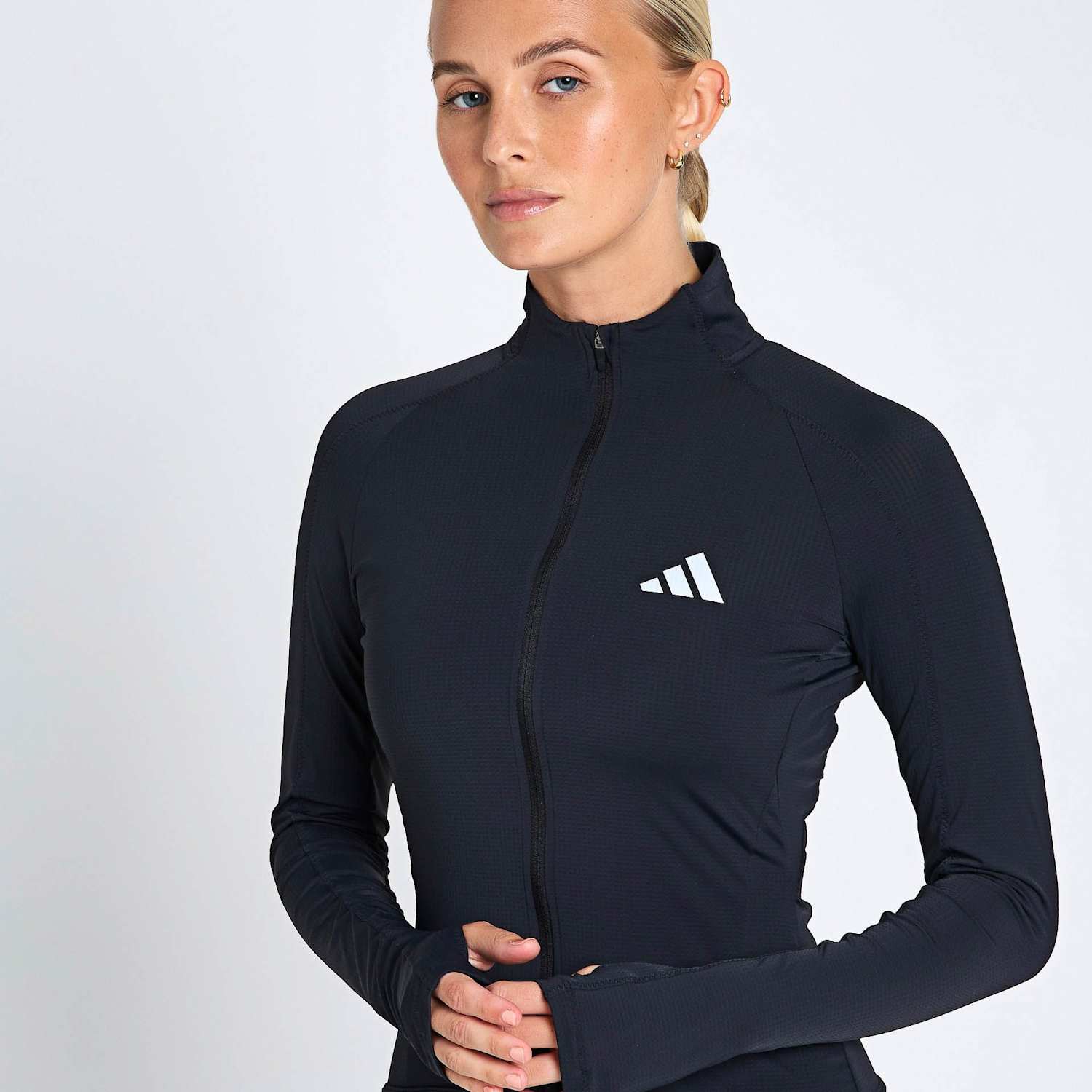 Adidas Women's Zip Up Fitted Running Jacket - Small - Black