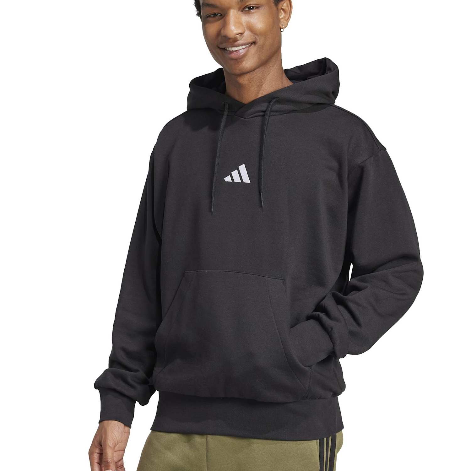 Adidas Men's Essentials Feelcozy Waterproof Fleece Hoodie - M - Black
