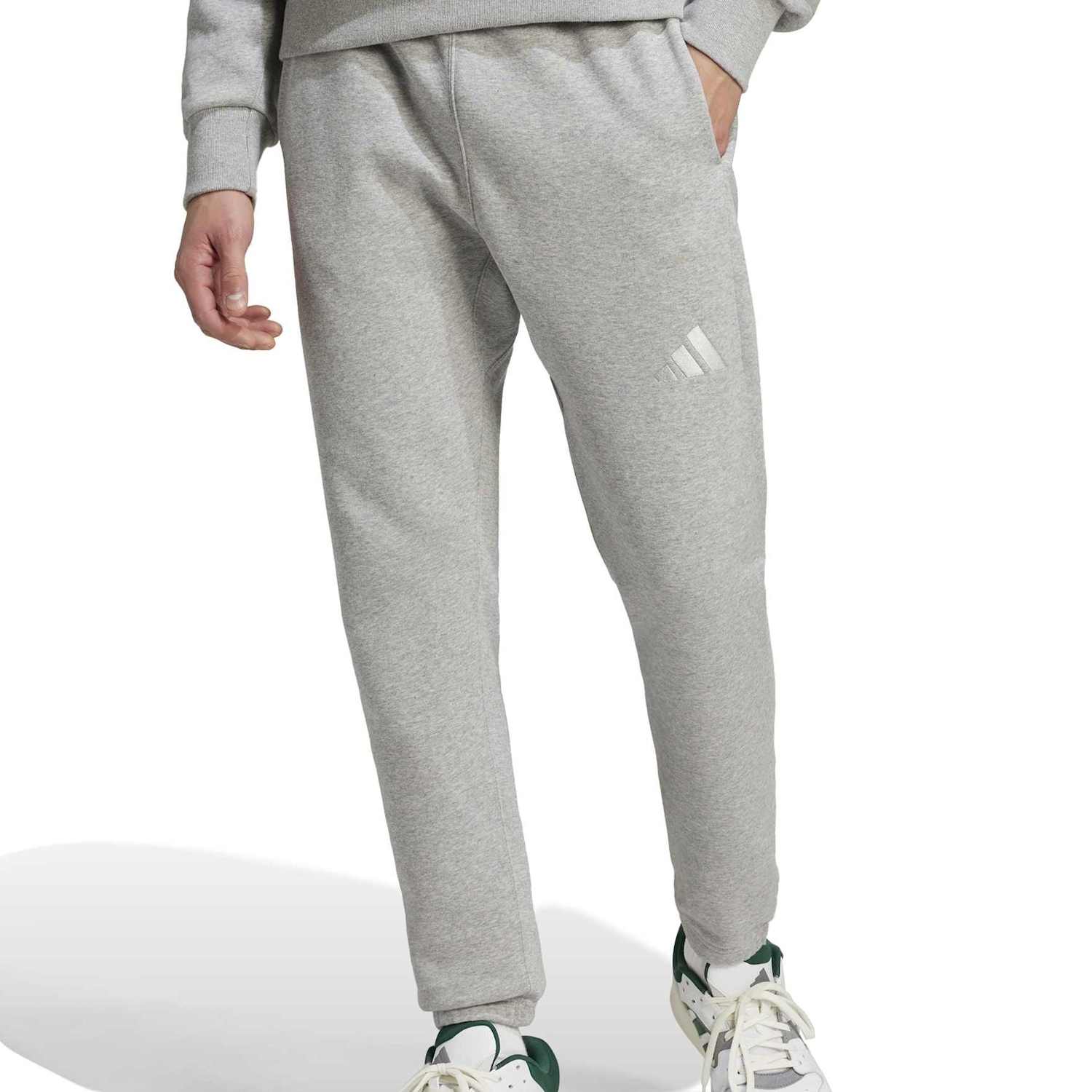 Adidas Men's All Szn Waterproof Fleece Cotton Rich Tapered Joggers - L - Grey Marl