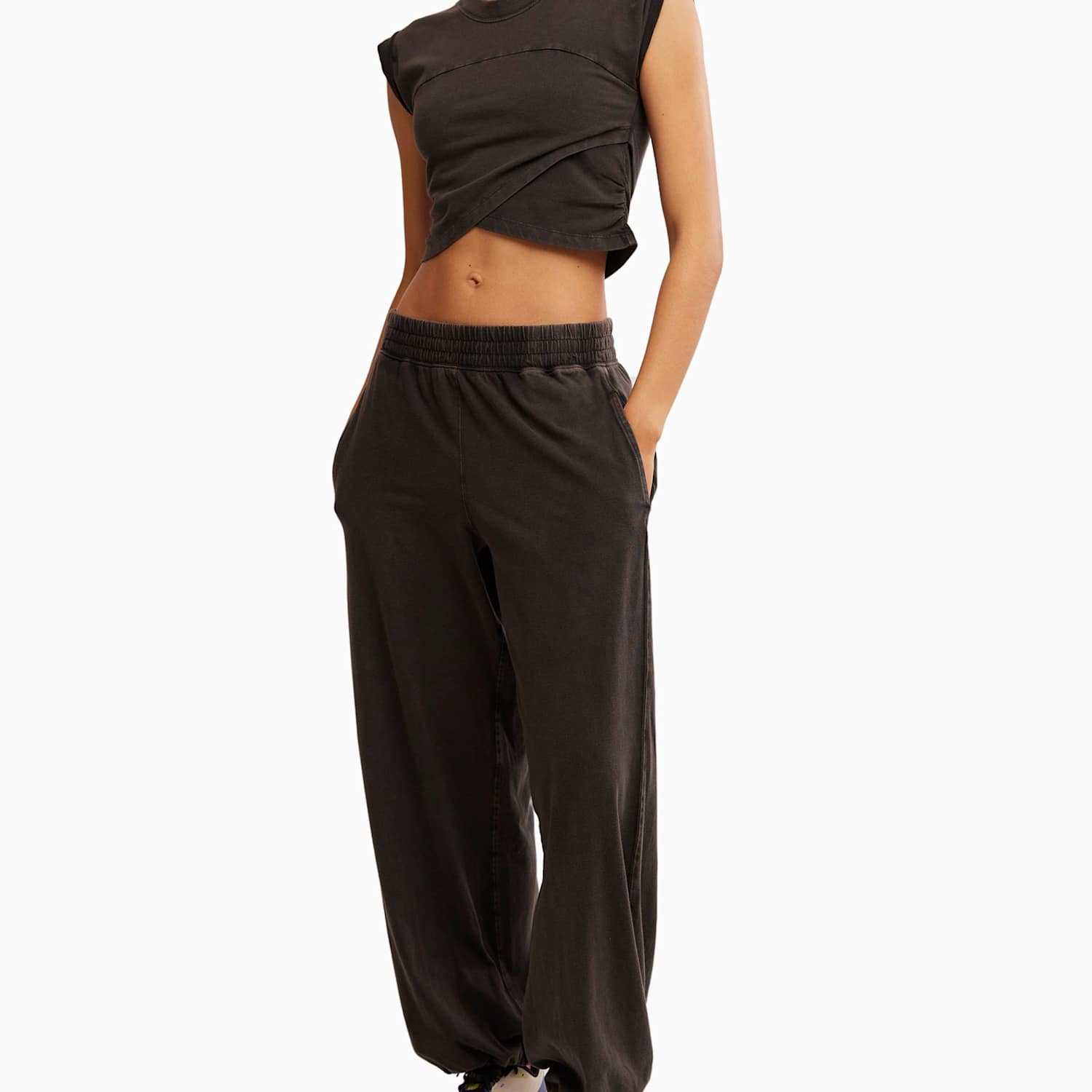 Fp Movement Women's 2pc Hot Shot Crossover Top & Joggers Set - Small - Black