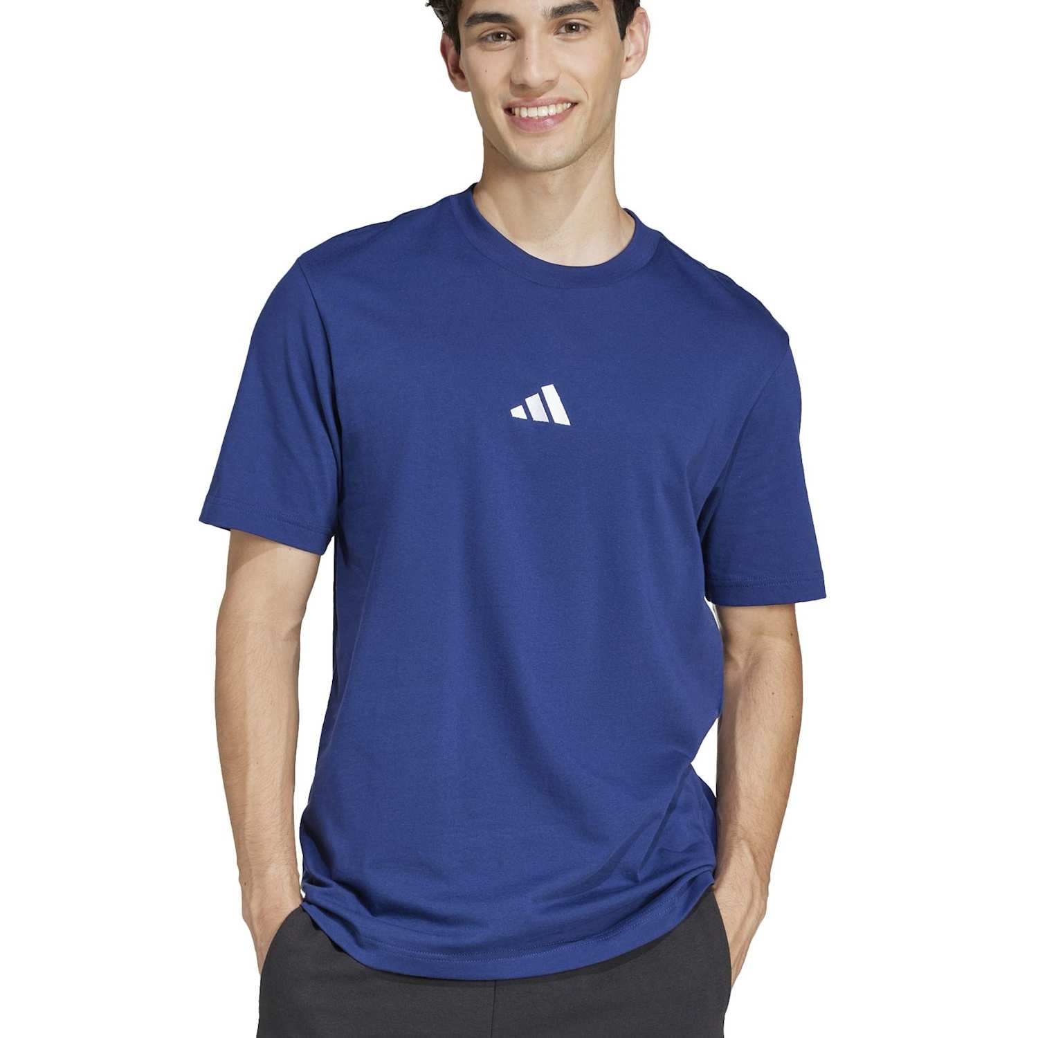 Adidas Men's Essentials Small Logo Pure Cotton T-Shirt - L - Dark Blue