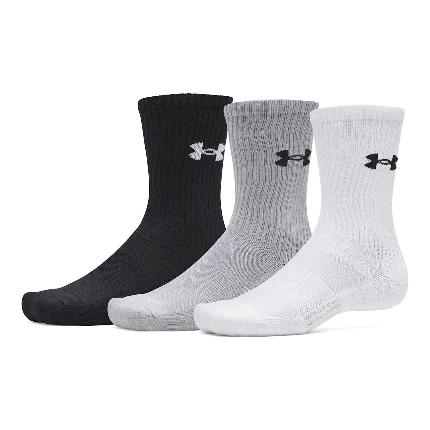 Under Armour Men's 3 Pack Performance Logo Sports Socks - S - White Mix